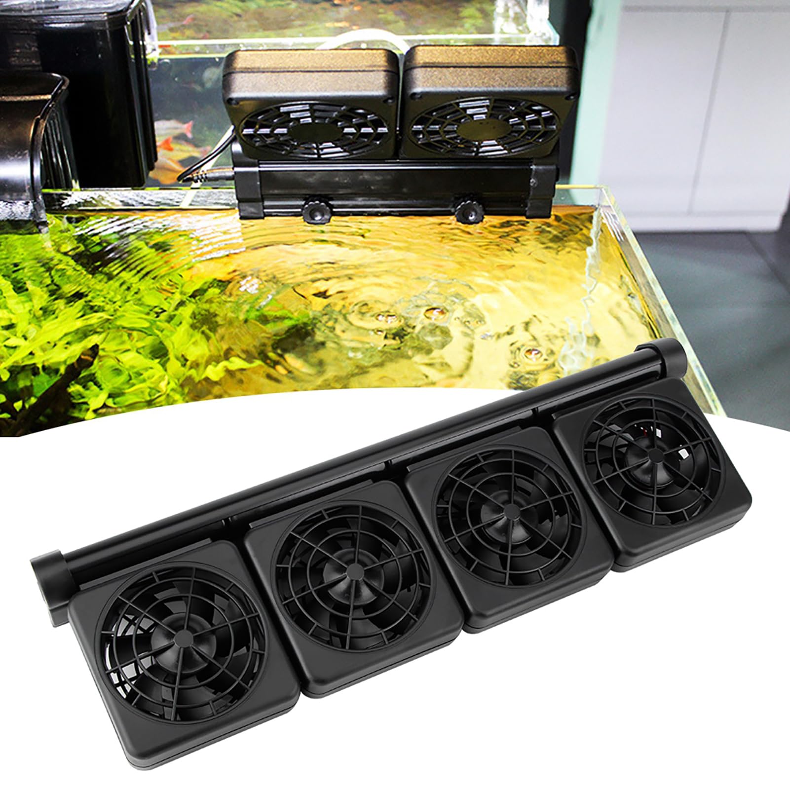 FILFEEL Ventilador de refrigeración eficiente para acuario con velocidad del viento para una fácil instalación en tanques de peces (4 cabezales)