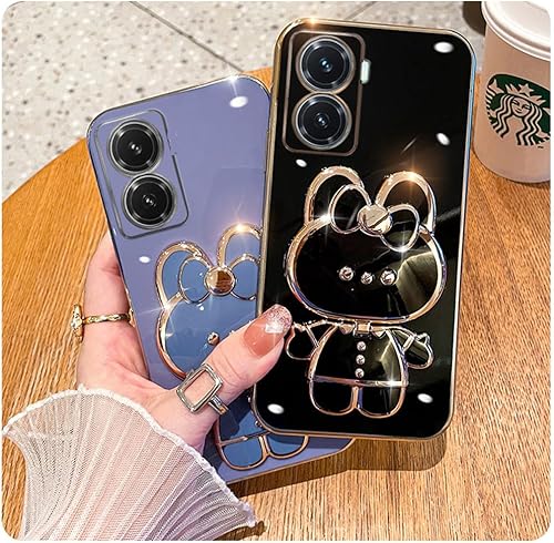 Miniatura 3 de Nord N30 - Funda para Oneplus Nord N30 5G con soporte de espejo oculto, diseño de conejo con protección de cámara, funda femenina de silicona suave