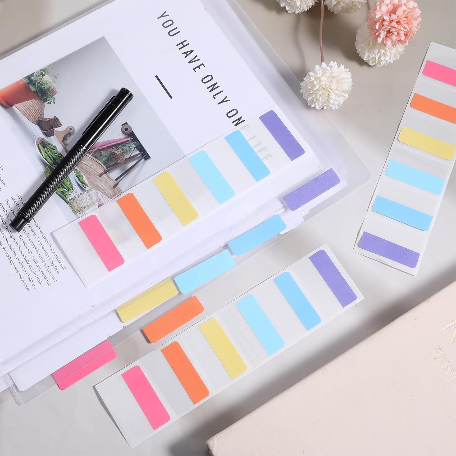 100 Pack Plastic Clear Document Folders, Clear Folders for Documents, L-Type Folder Copy Safe Project Pockets, A4 Paper Sleeves Folder in Transparent with 60 Pieces Index Tabs for Office