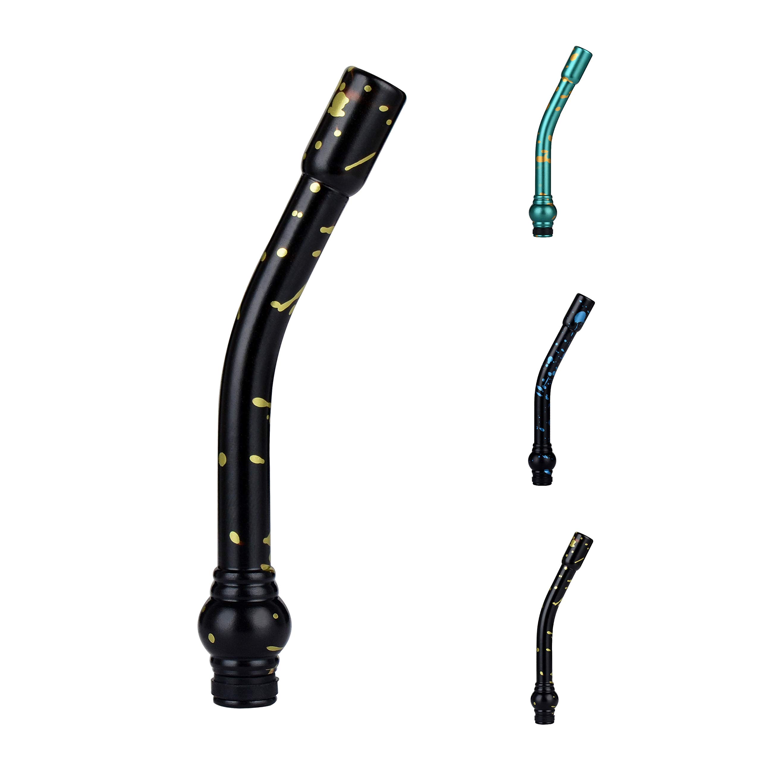 WOLFTEETH Long Curved E-Pipe 510 Drip Tip Mouthpieces for Electronic Cigarette Vape Tank Vaping Devices | Aluminum Alloy/Nicotine Free 124103 (Black Yellow)