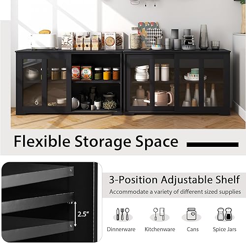 Vista 104 de Costzon - Aparador de almacenamiento para cocina, gabinete apilable antiguo para el hogar armario de bufé para el comedor