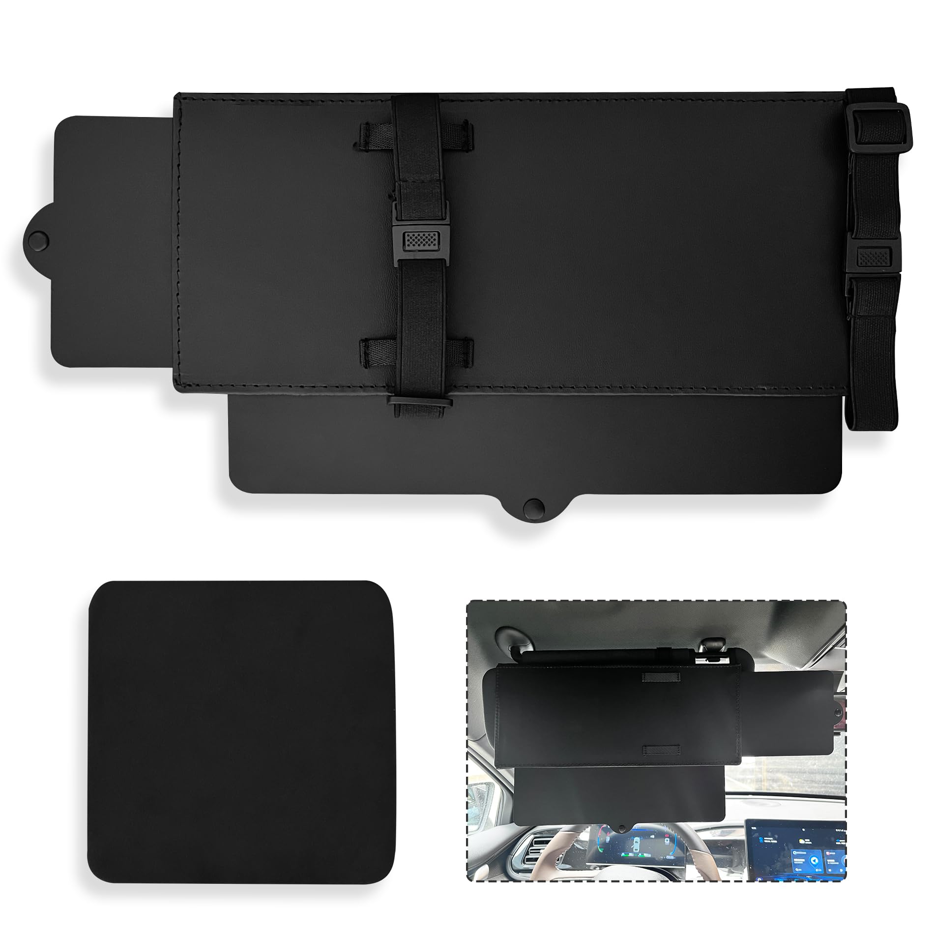 UBRAVE Extensor De Parasol para Coche,Antideslumbrante Protector Ventana Coche,Parasol De Coche Ajustable,Antideslumbrante,Anti-UV, Adecuado para Todos Los Coches,1 Pieza - Negro