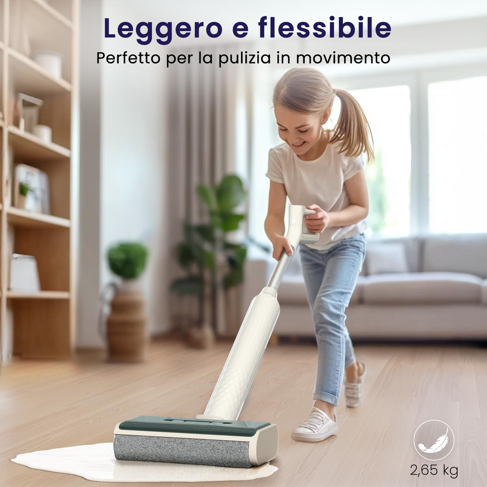 Lefant LS100 Aspirapolvere Senza Fili e Lavapavimenti, Scopa Elettrica Senza Fili, 2,65 kg Leggero, 60 Min Autonomia, 170° di inclinazione, Semovente, Pulizia Continua, Auto Pulizia