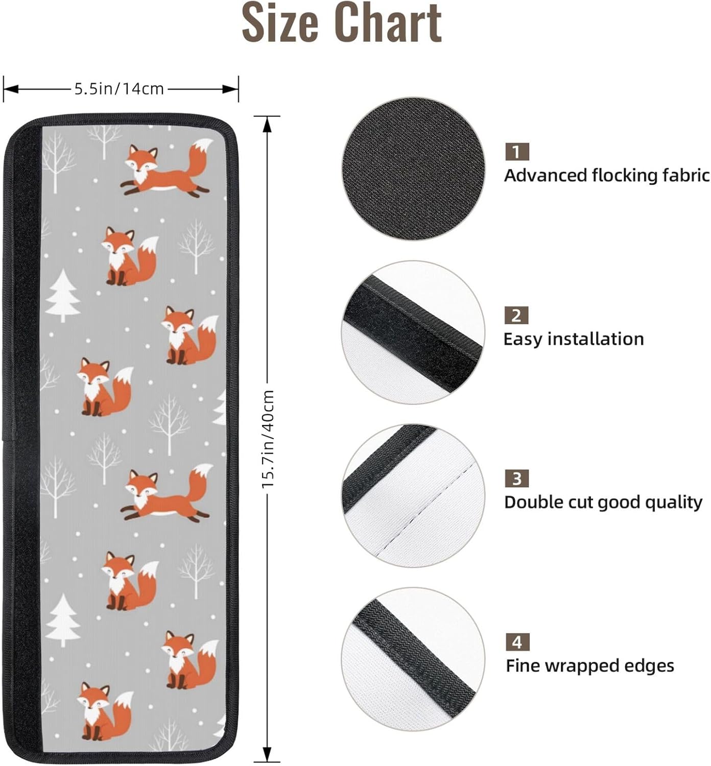 Christmas Refrigerator Handle Covers Cute Foxes White Tree Dot Gray Fridge Handle Covers Set of 2 Refrigerator Door Handle Covers for Kitchen Decor Door Handle Covers for Oven Dishwasher