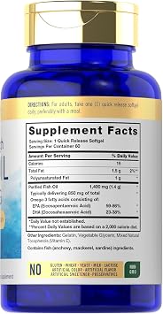 Carlyle Triple Strength Omega 3 Fish Oil | 1400mg | 60 Softgels | Fatty Acids EPA & DHA | Non-GMO, Gluten Free Supplement