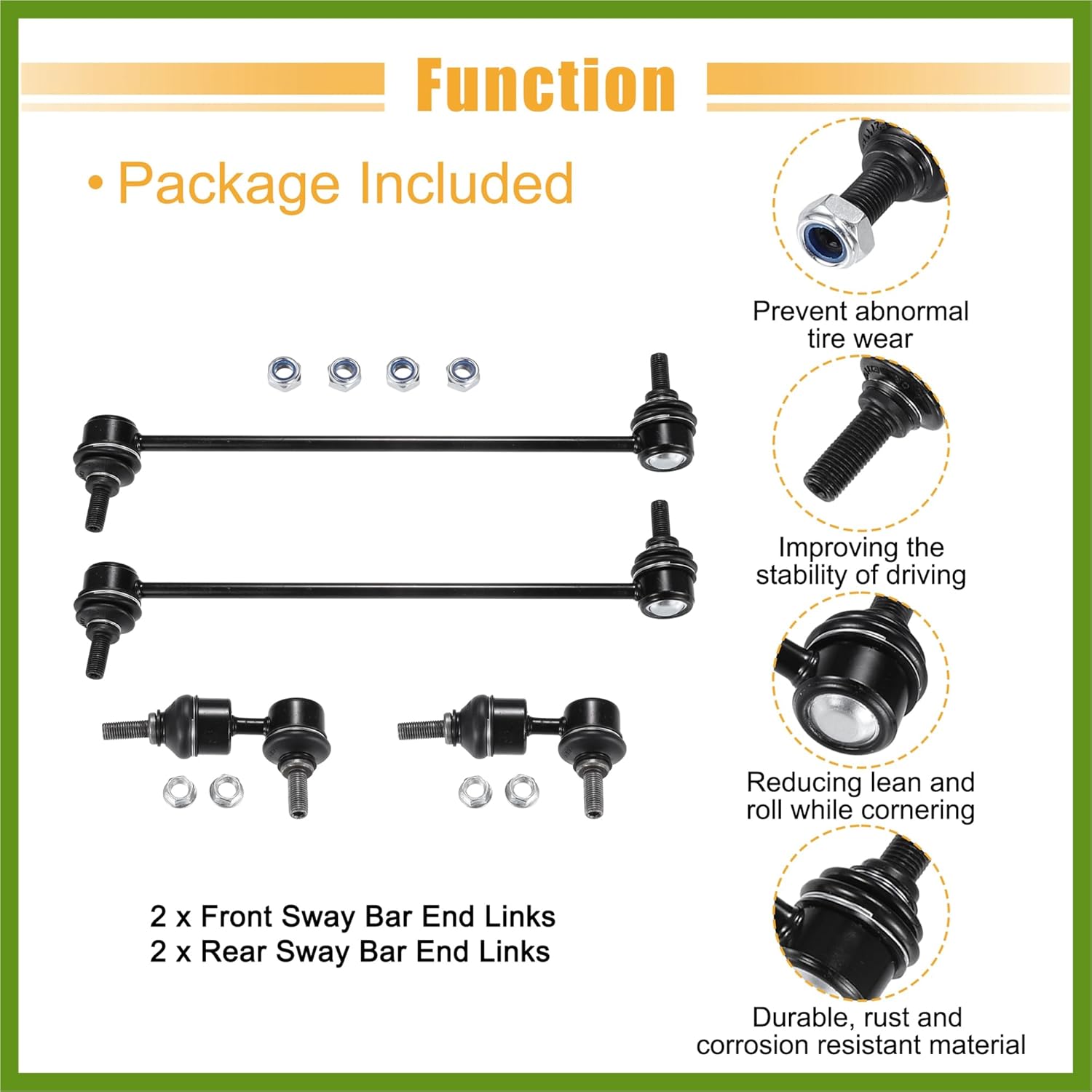 4pcs Front Rear Sway Bar Links Stabilizer End Link Suspension Kit for Mazda 3 2004-2009 for Mazda 5 2006-2015 No.K80235/K80867 Vehicle Components