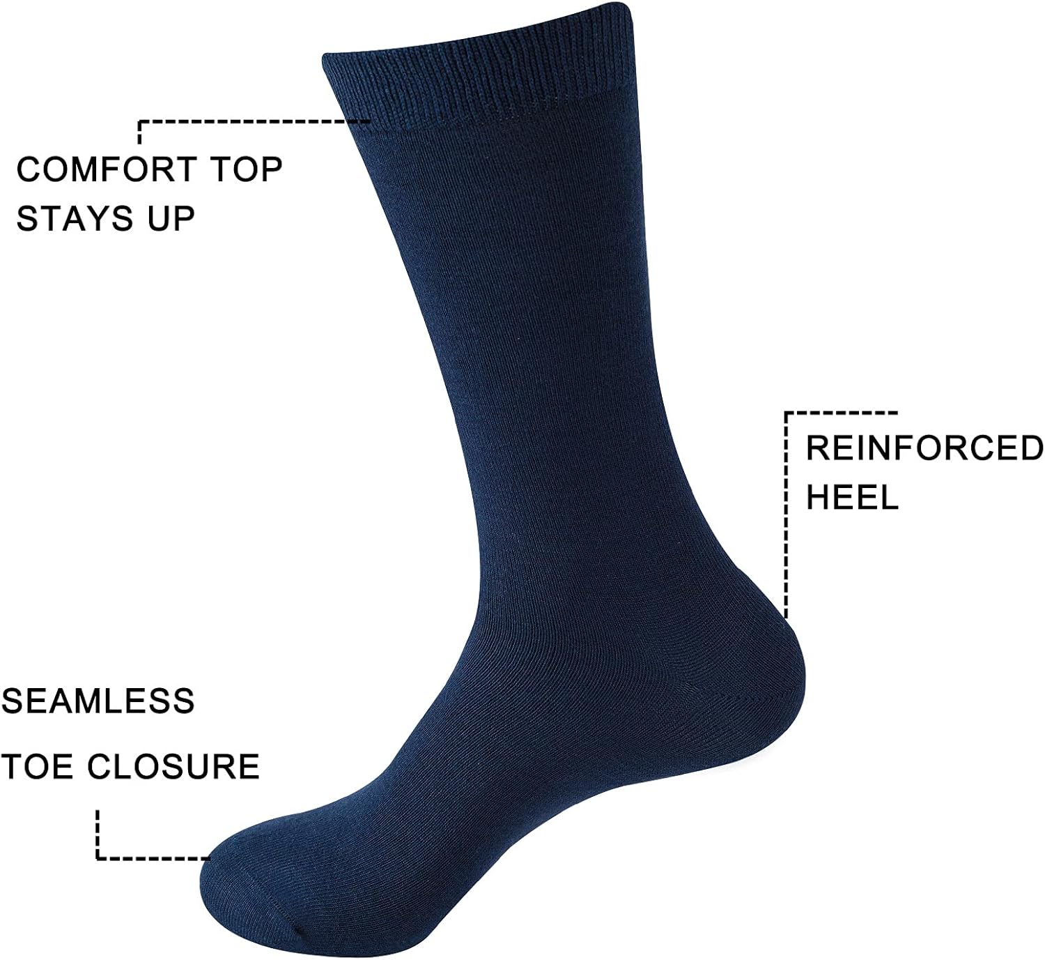 Sock Amazing Unisex Bamboo Rayon Socks Super Soft Black Crew Socks 8 Pack - Image 4