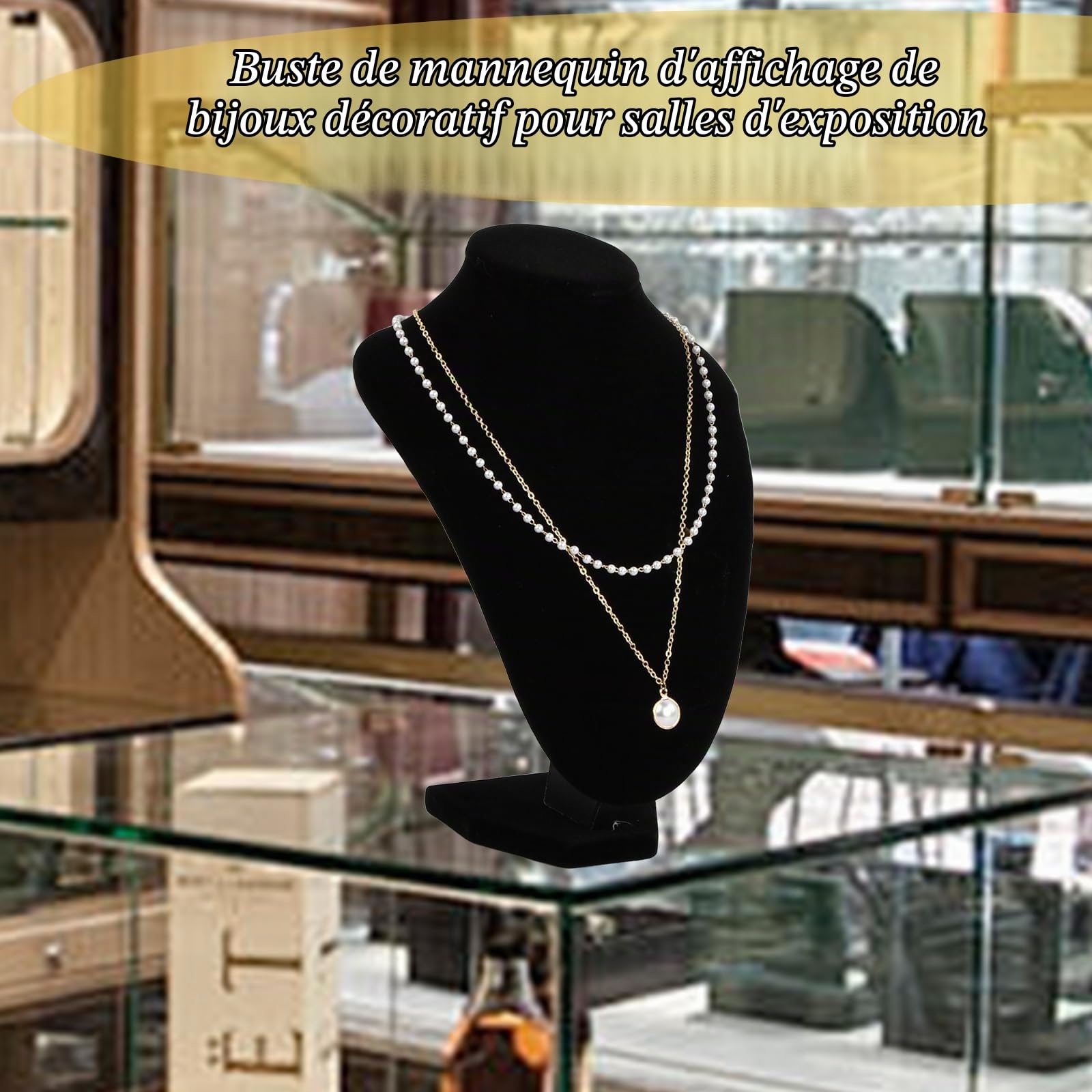 Lot de 2 Présentoir de Collier en Velours, 21 x 16 cm Présentoir à Bijoux Buste, Collier Organisateur de Velours Noir, Porte-collier Présentoir de Bijoux pour Colliers Pendentifs Vente