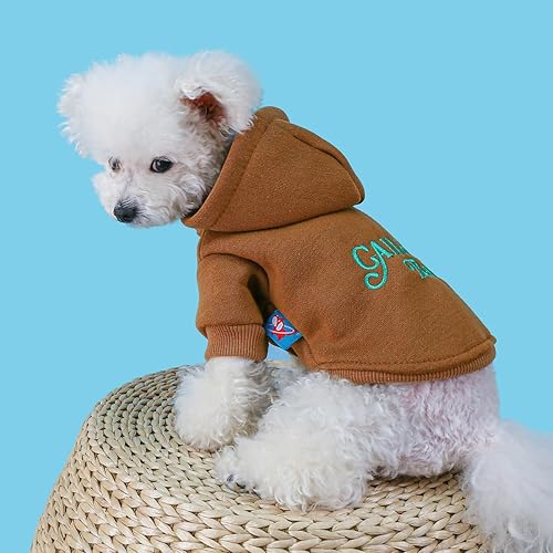 Miniatura 2 de Ropa para perro con capucha para mascotas, abrigo de invierno para cachorros, sudaderas para perros pequeños, niño y niña, patrón de llamarme,