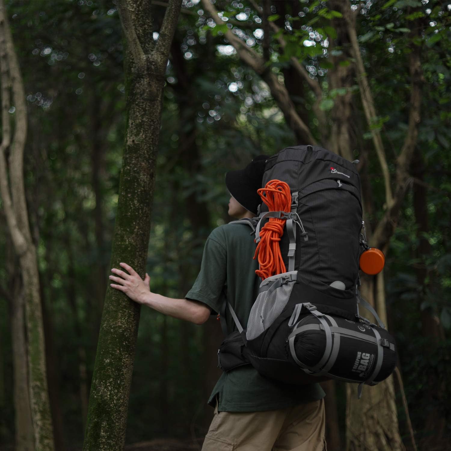MOUNTAINTOP 55L Hiking Internal Frame Backpack Backpacking for Men with Rain Cover