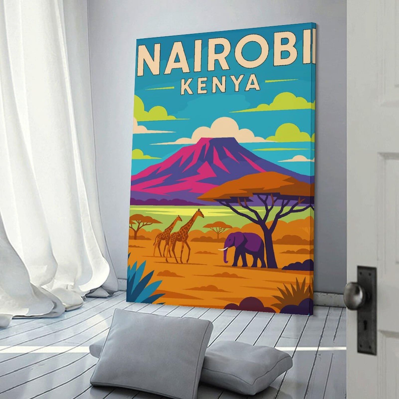 Junmoney Home Decor Wall Art Nairobi Kenya Travel (2), 24x36inch(60x90cm), for New Homes, Bedrooms Or Workspaces, Decorative Present for New Homes