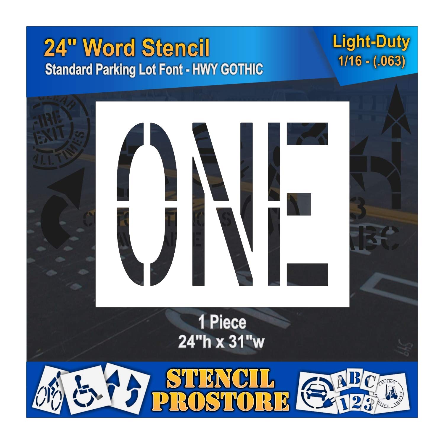 Pavement Marking Stencils - 24 inch ONE Stencil - 24" x 31" x 1/16'' (63 mil) - Light-Duty