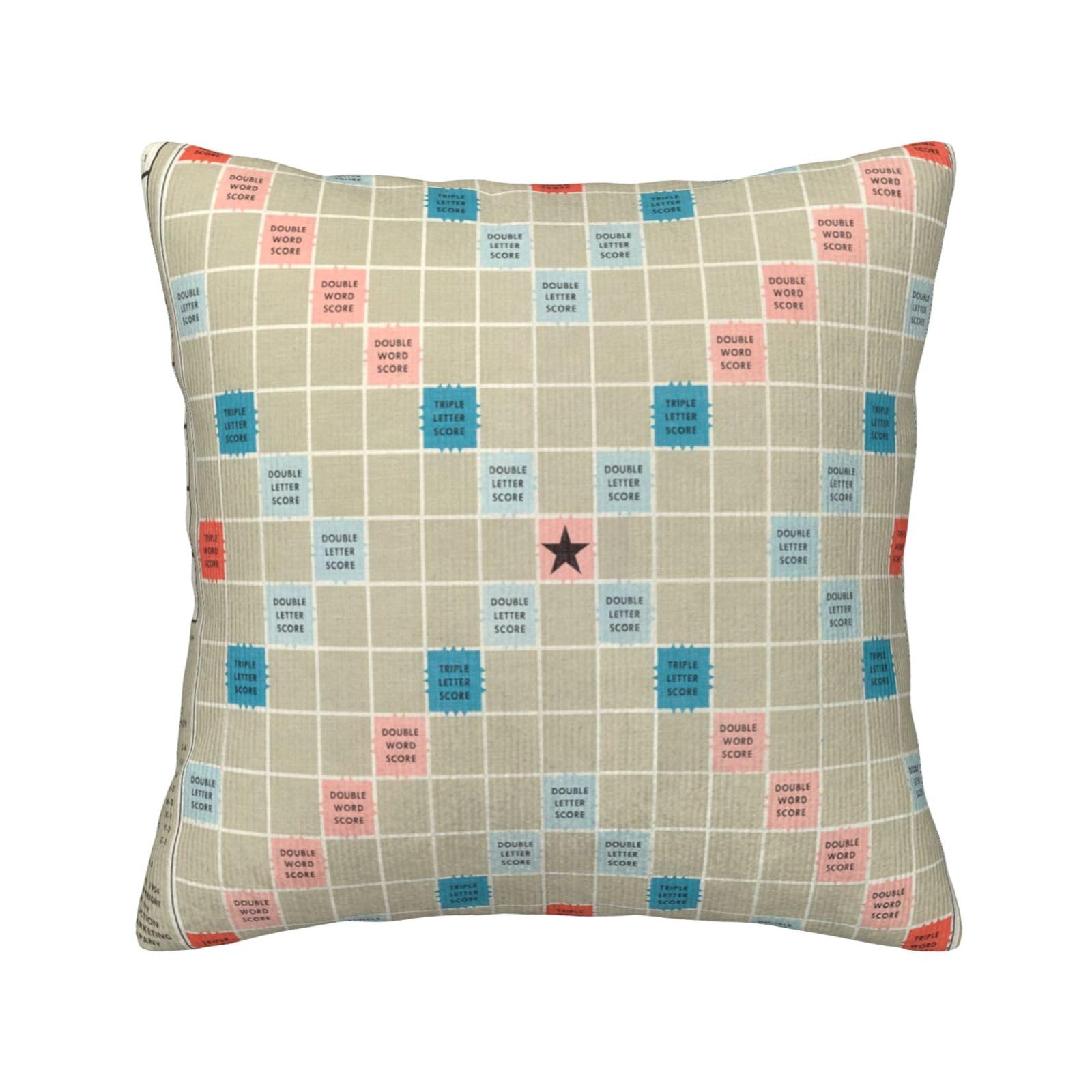 Housse de coussin velours côtelé Scrabble carré canapé lit