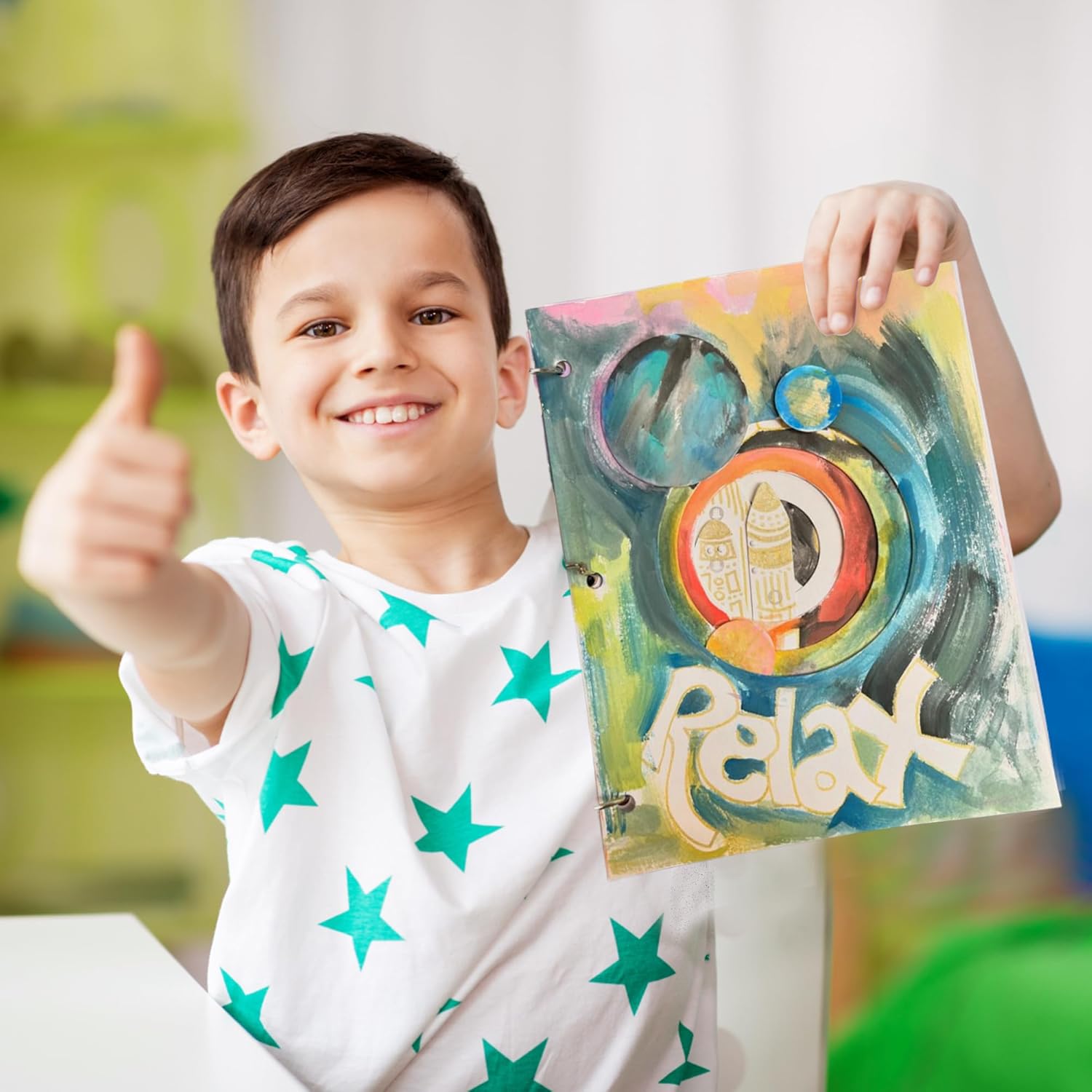 EyeConnect Crafts DIY 3D Tunnel Book Kit – Creative STEAM Art & Craft Set for Kids & Teens, Build, Paint & Make Your Own Book with Posable Interactive Animals & Characters (Space)