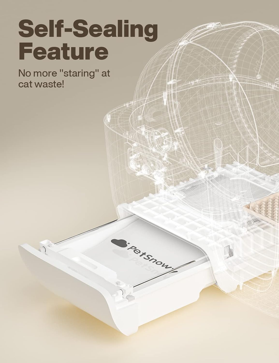 PetSnowy Cat Litter Box Liners, Self-Sealing Waste Drawer Bags for Automatic Cat Litter Box