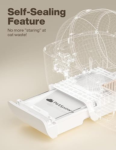 Miniatura 3 de PetSnowy SNOW+ - Revestimientos para cajas de arena para gatos, bolsas de cajón de residuos autosellantes para caja de arena automática para gatos,