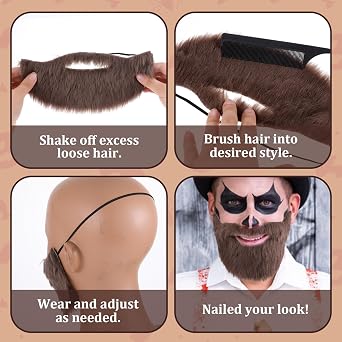 Realistic Fake Beard, False Beard With Adjustable Elastic Rope