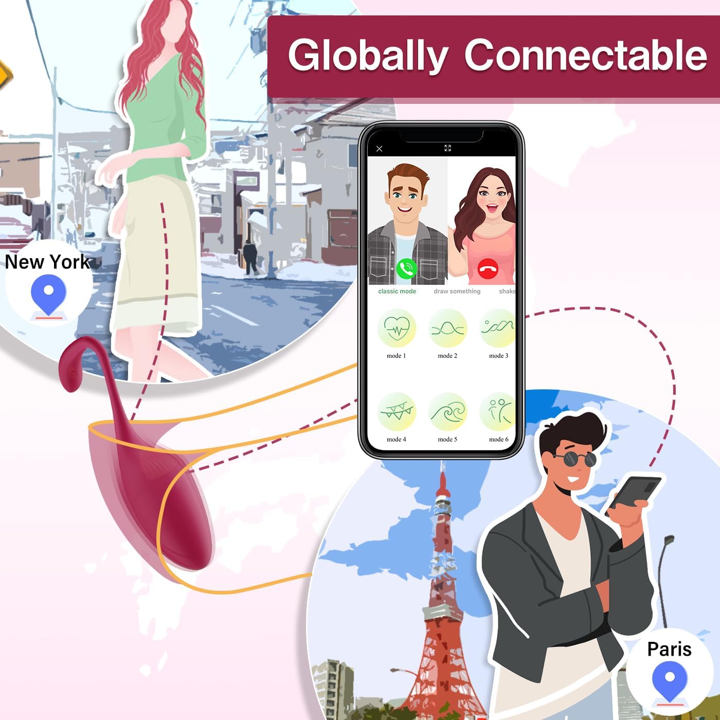 APP Remote Control G spot Panty Vibrator - Pink Fun Long Distance Bluetooth Wearable, Rechargerable Adult Sex Toys More Than 10 Vibrations for Women and Couple, Female Adult Toys & Games