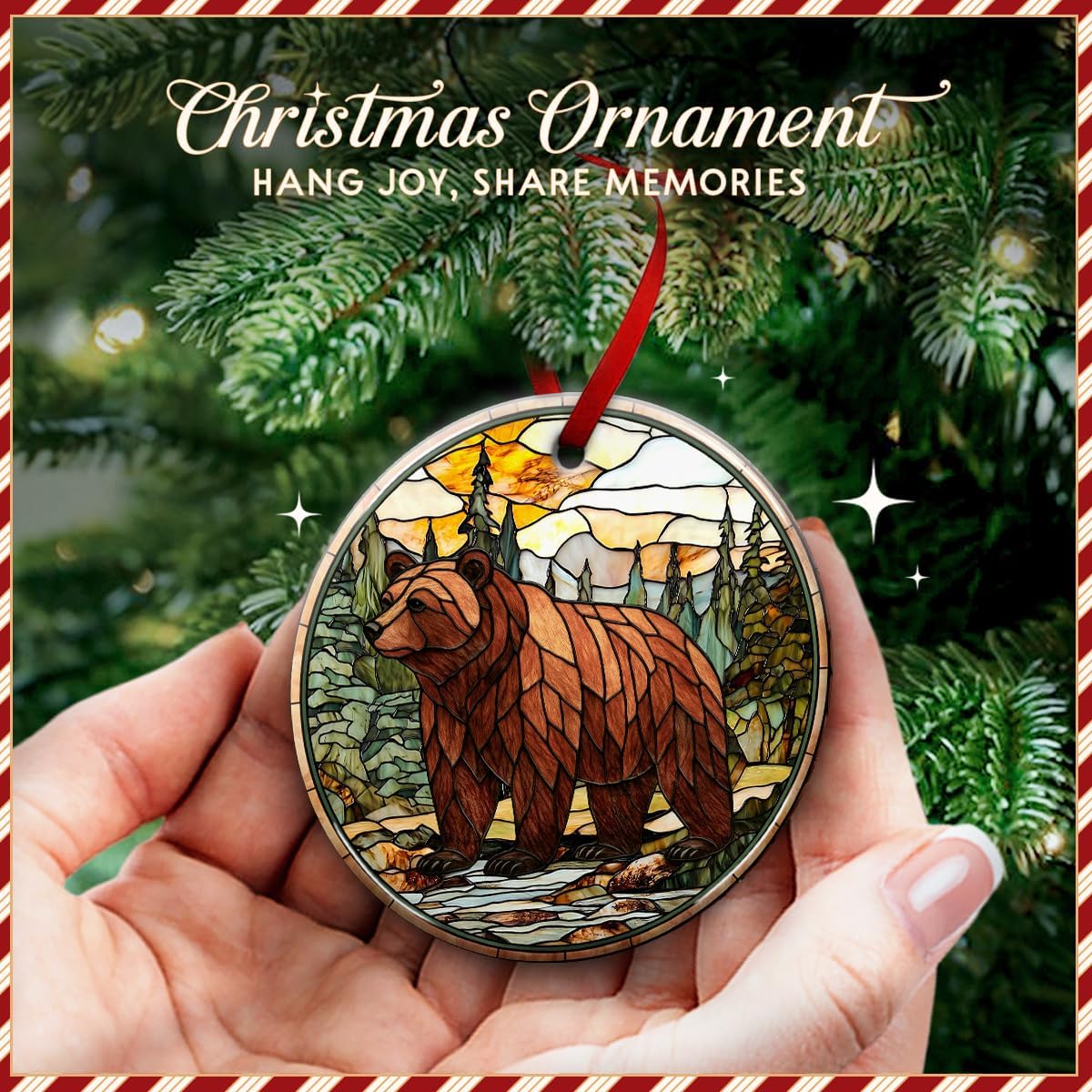 Bear Hunting Christmas Ornaments - Woodland Animals Ornaments for Christmas Tree - Hunting Xmas Tree Decor, Wildlife Ornaments, for Bear Lovers, Hunters, Hunt Enthusiasts - Image 3