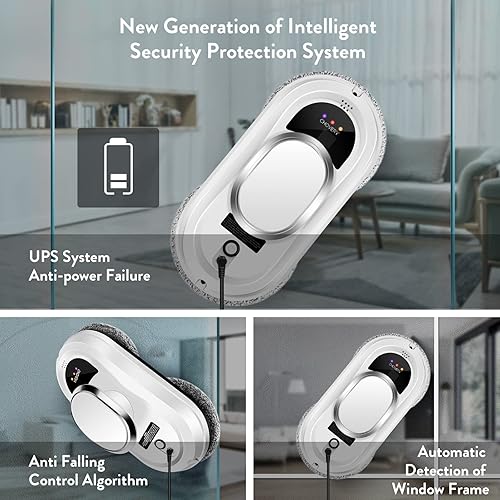 Miniatura 4 de Robot limpiador de ventanas, robot inteligente de limpieza de vidrio con succión fuerte de 5600 Pa, robot de limpieza de ventanas con control remoto