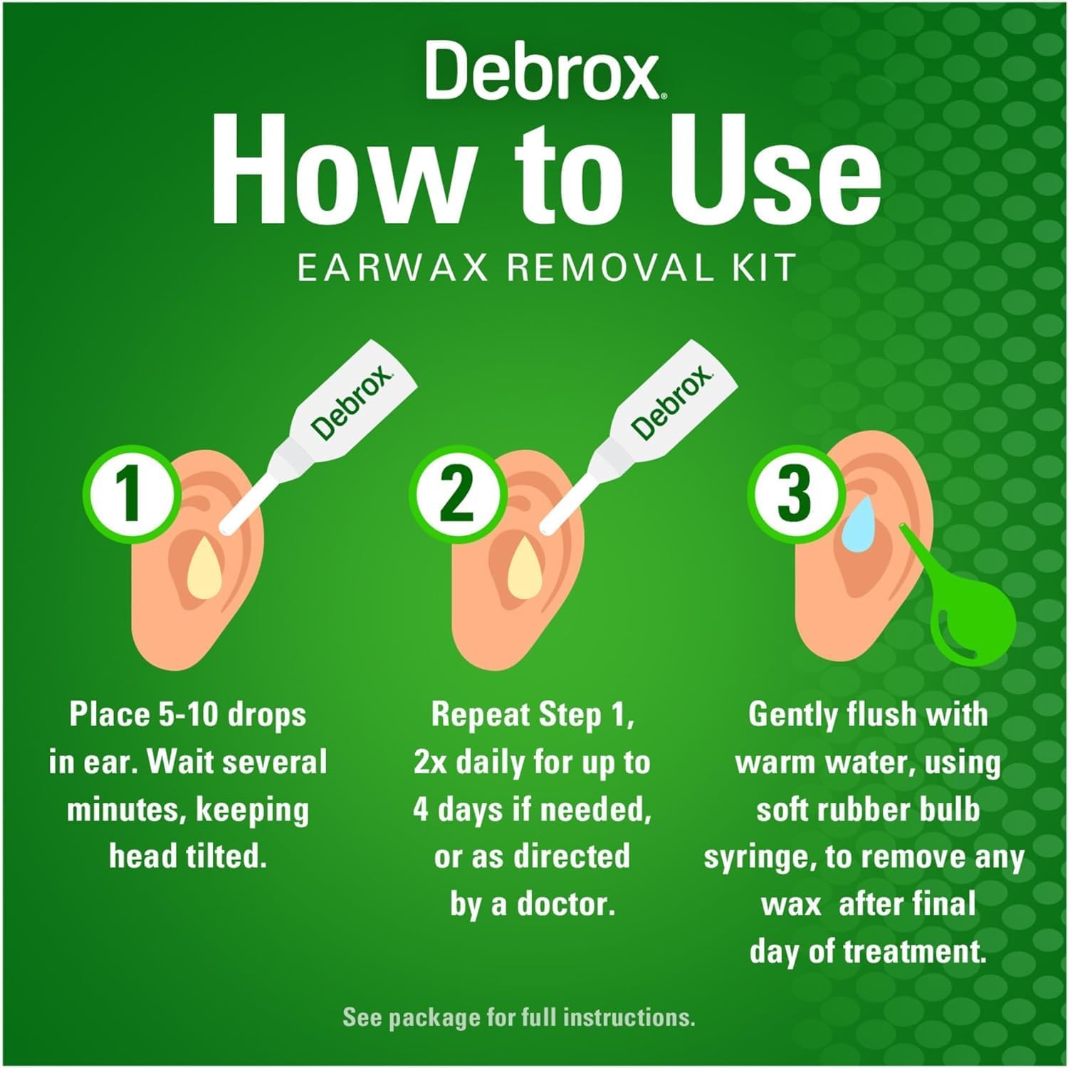 Debrox Ear Wax Removal Kit - Includes Bulb Syringe and 0.5 Fl Oz Removal Drops for Cleaning Ears (Pack of 2)