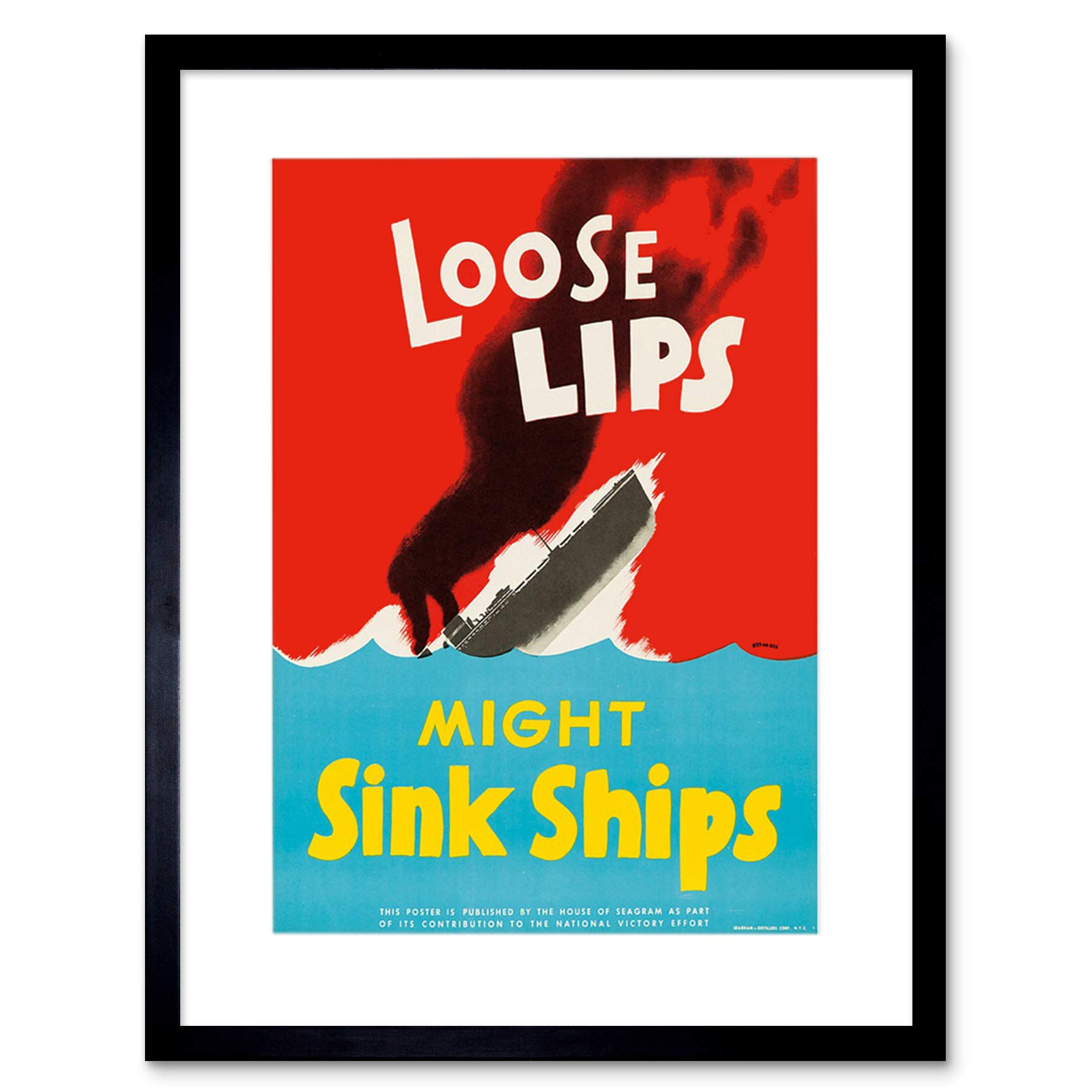 Wee Blue Coo Advert War WWII Loose Lips Sink Ships Torpedo Framed Wall Art Print