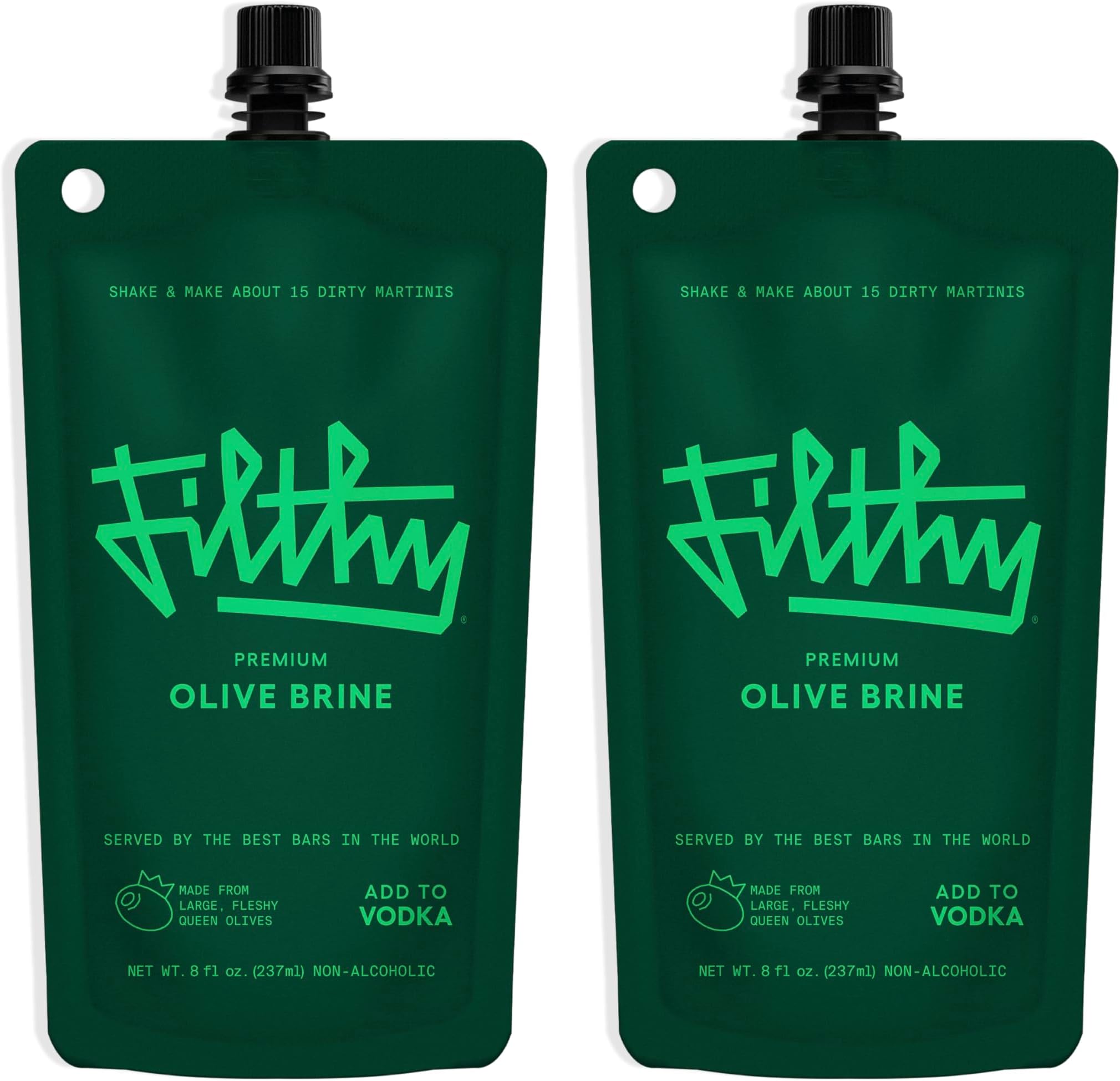 Filthy Olive Brine for Cocktails, 8 Oz Pouch, 2 Pack