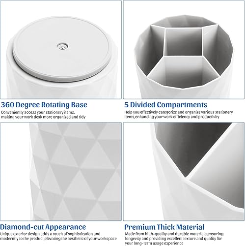 Miniatura 4 de Organizador de escritorio, soporte para bolígrafo con forma de diamante brillante para escritorio, accesorios de oficina giratorios de 360, taza