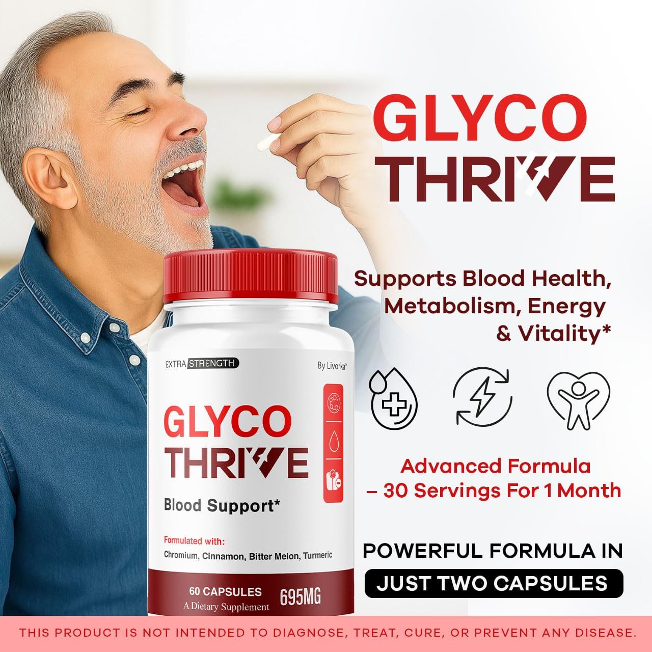 (5 Pack) Glyco Thrive Capsules - Official Glyco Thrive Premium Blood Support All Natural Advanced Formula Pills, GlycoThrive Maximum Strength Vitamins for Health & Wellness, 300 Capsules for 5 Months - Image 2