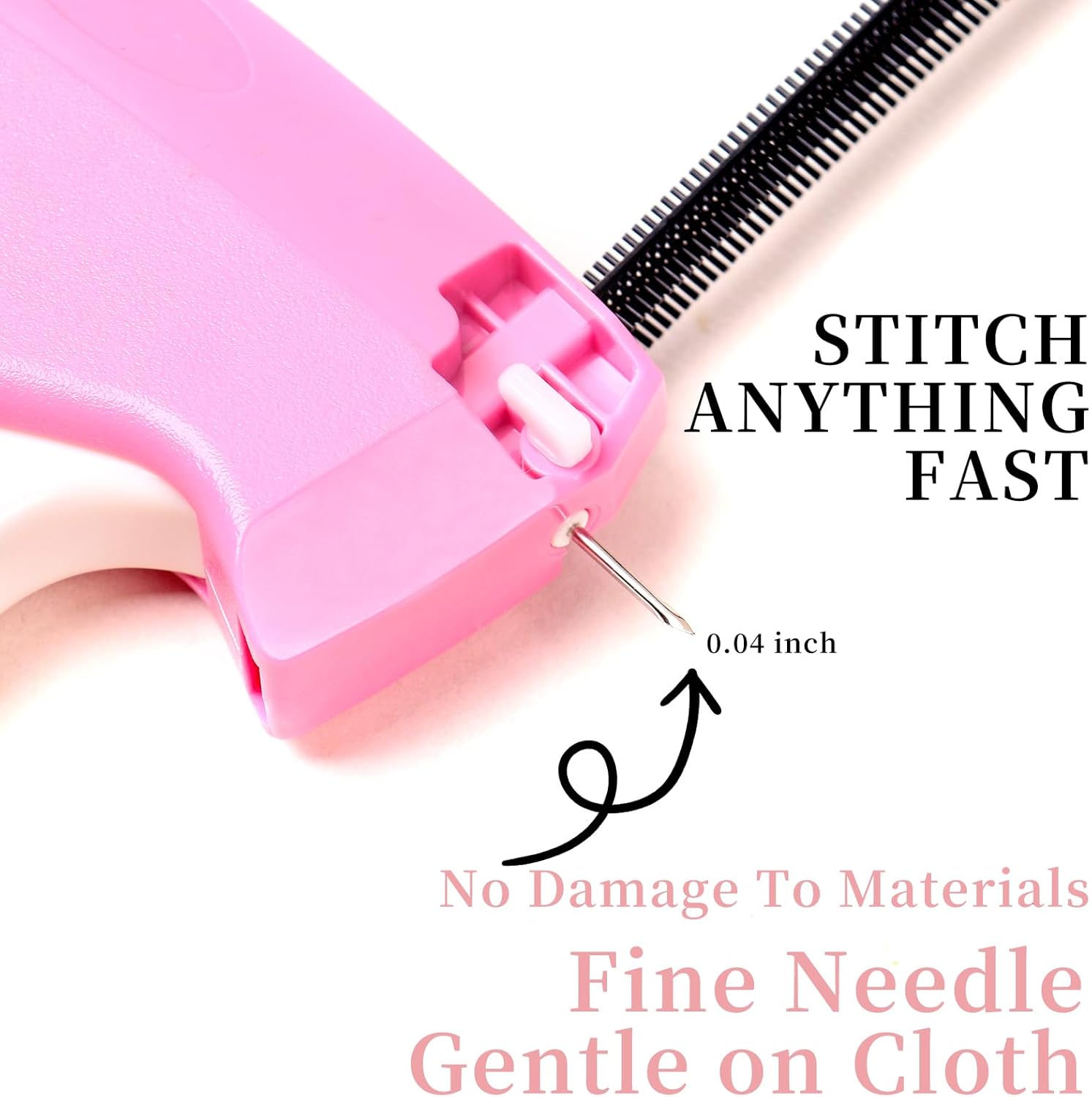 Handheld Stitch Gun for Clothes & Fabrics - Quick Clothing Fixer, Micro Tagging Attacher Gun with 6 Needles + 1000 Black & 1000 White Fasteners - All-in-One Portable Sewing Kit - Image 5