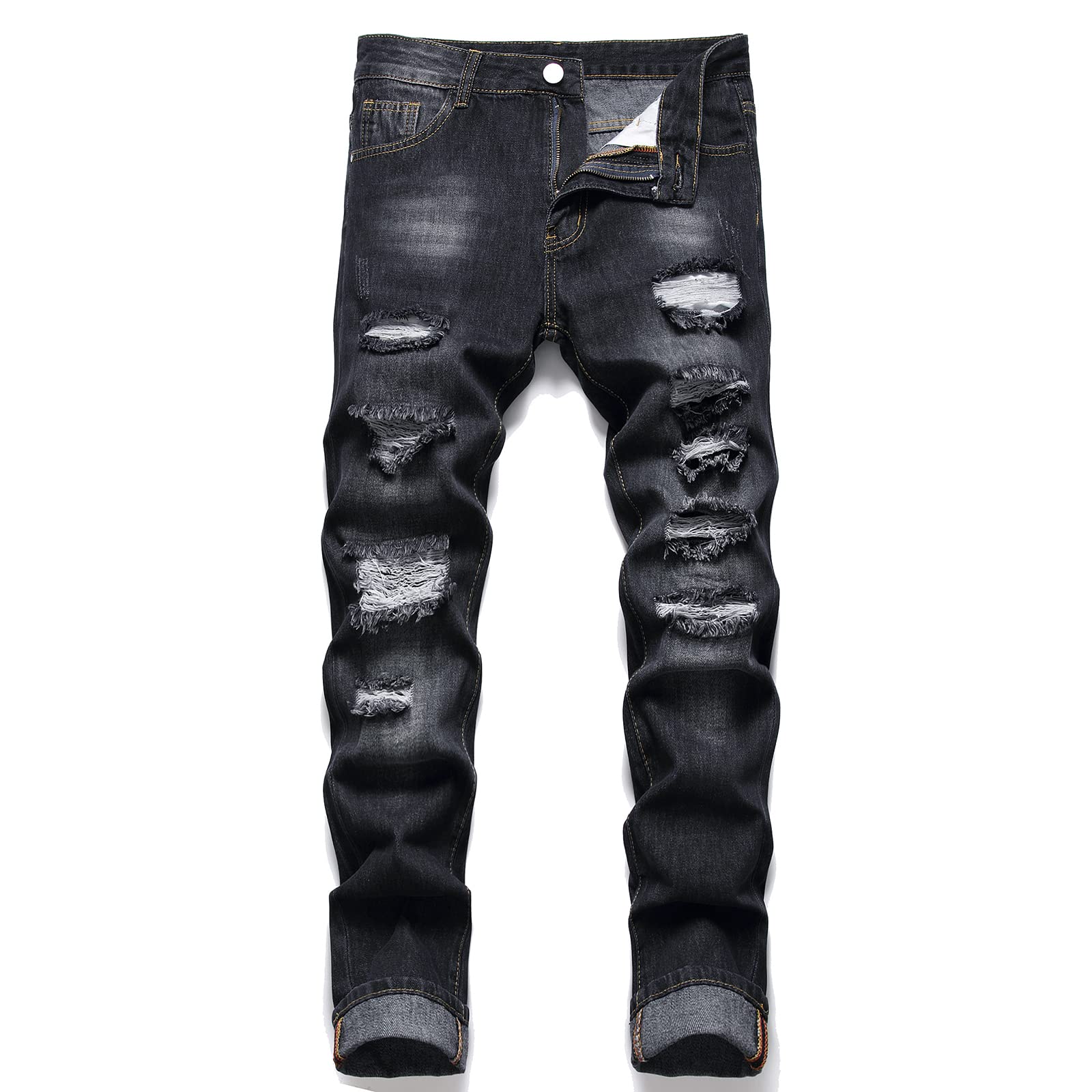 Men's Slim Fit Jeans Ripped Jeans for Men, Distressed Straight Leg Regular Fashion Comfort Denim Pants