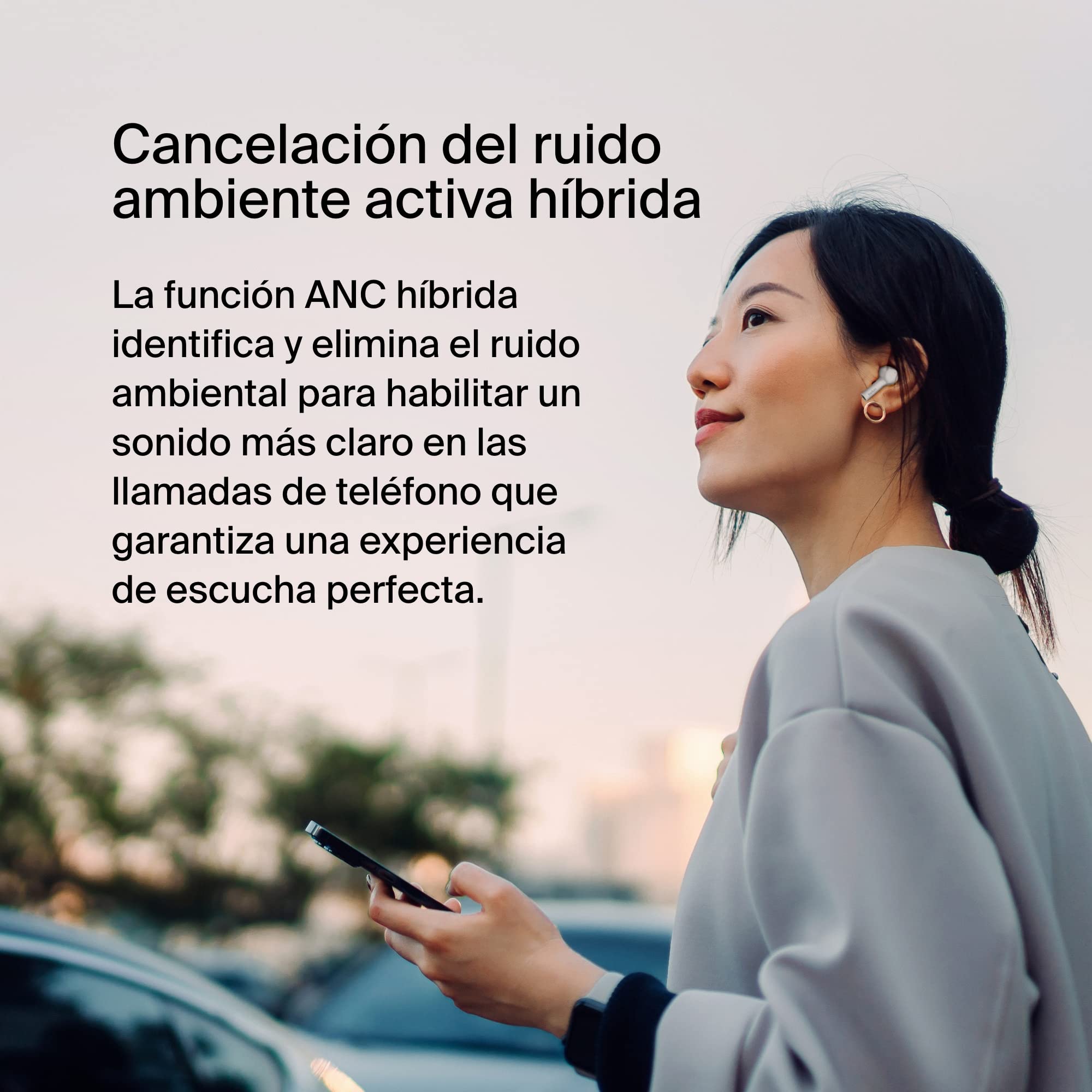 Belkin auriculares con cancelación del ruido SoundForm Pulse, estuche de carga inalámbrica y tres micrófonos por auricular, grado IPX5 de resistencia al agua, iPhone y teléfonos de Samsung - negros