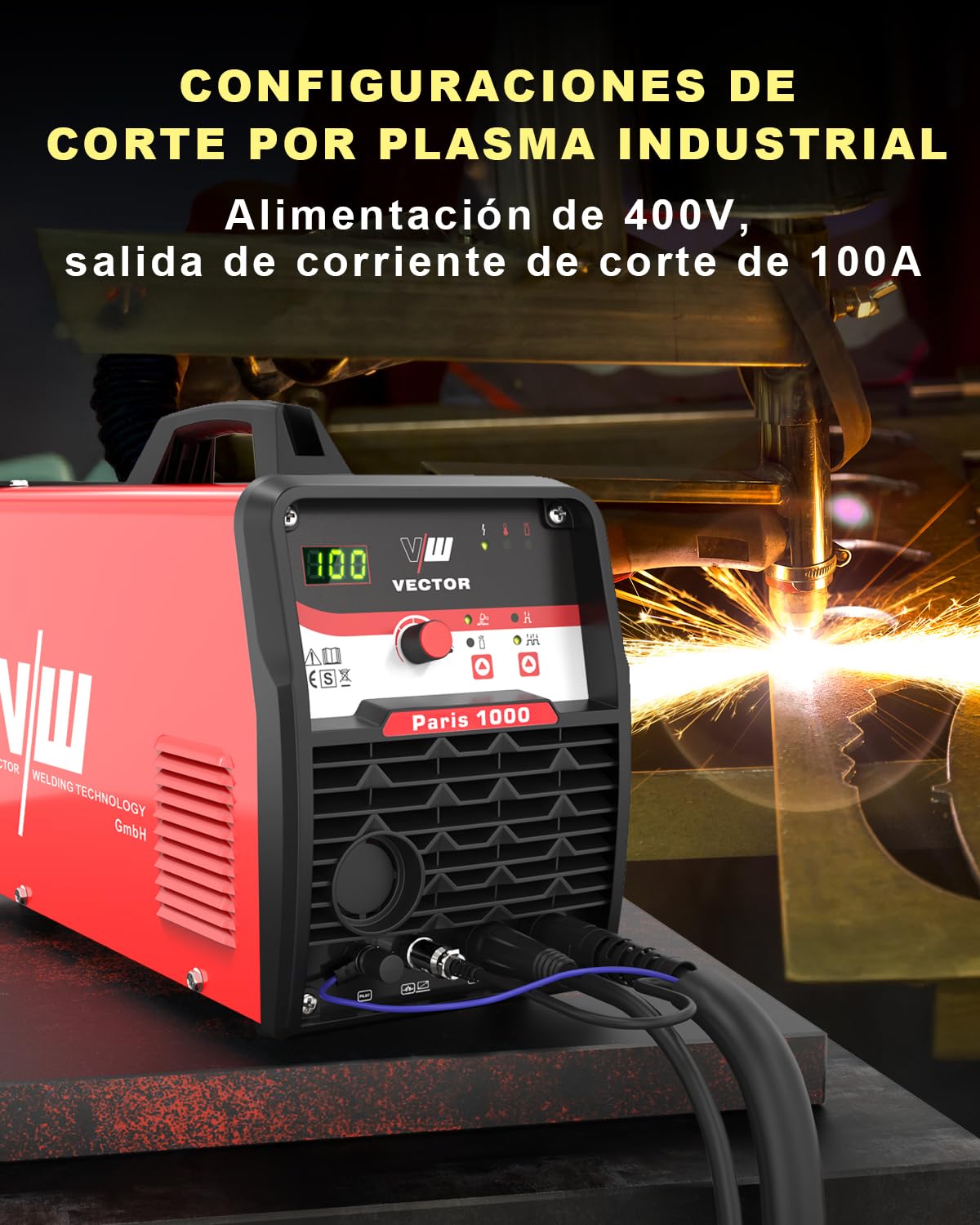 VECTOR WELDING Cortador de Plasma 100A 400V con Encendido HF