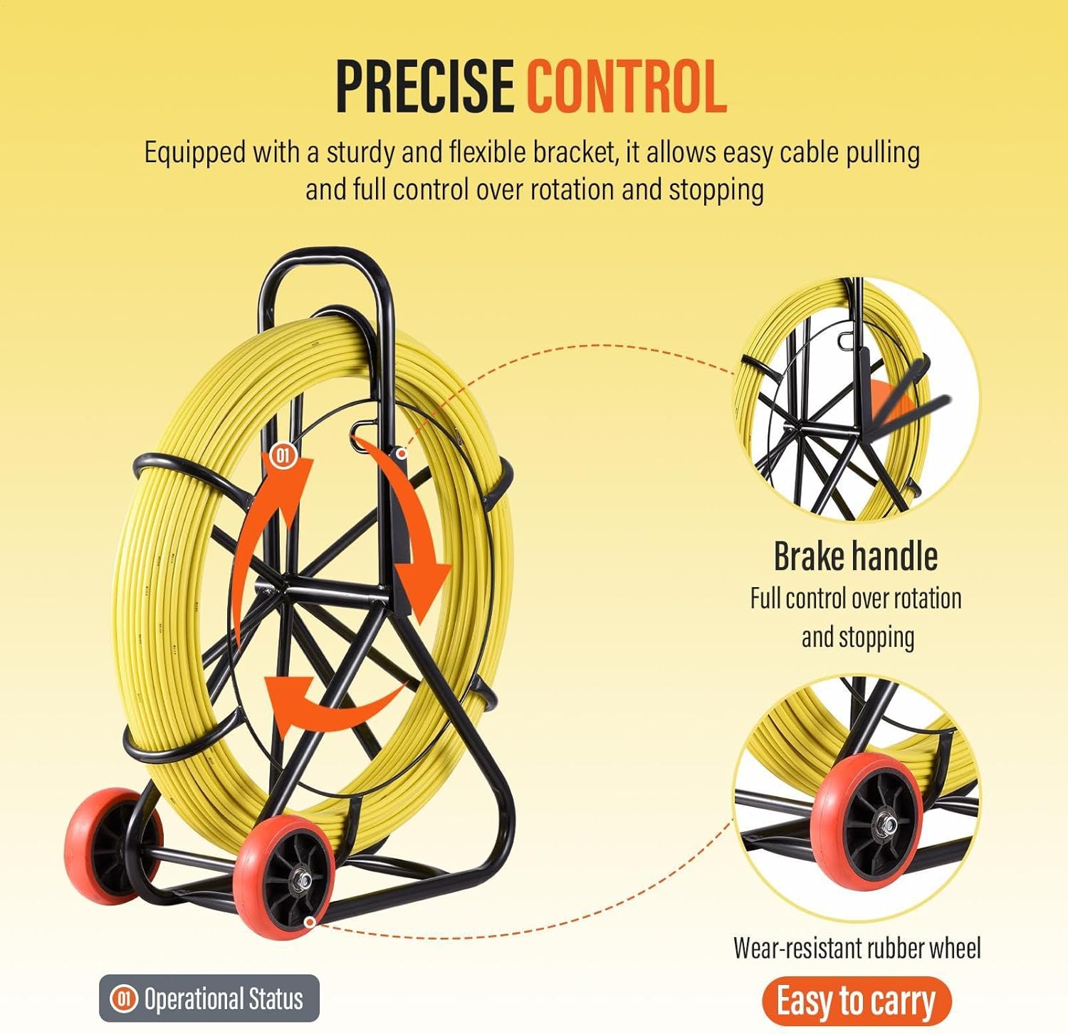 Electrical Fish Tape, Portable Running Cable Pulling Tools Kit with Cage Wheel, High Strength Fishtape Wire Puller, Wire Pulling Tools for Electricians