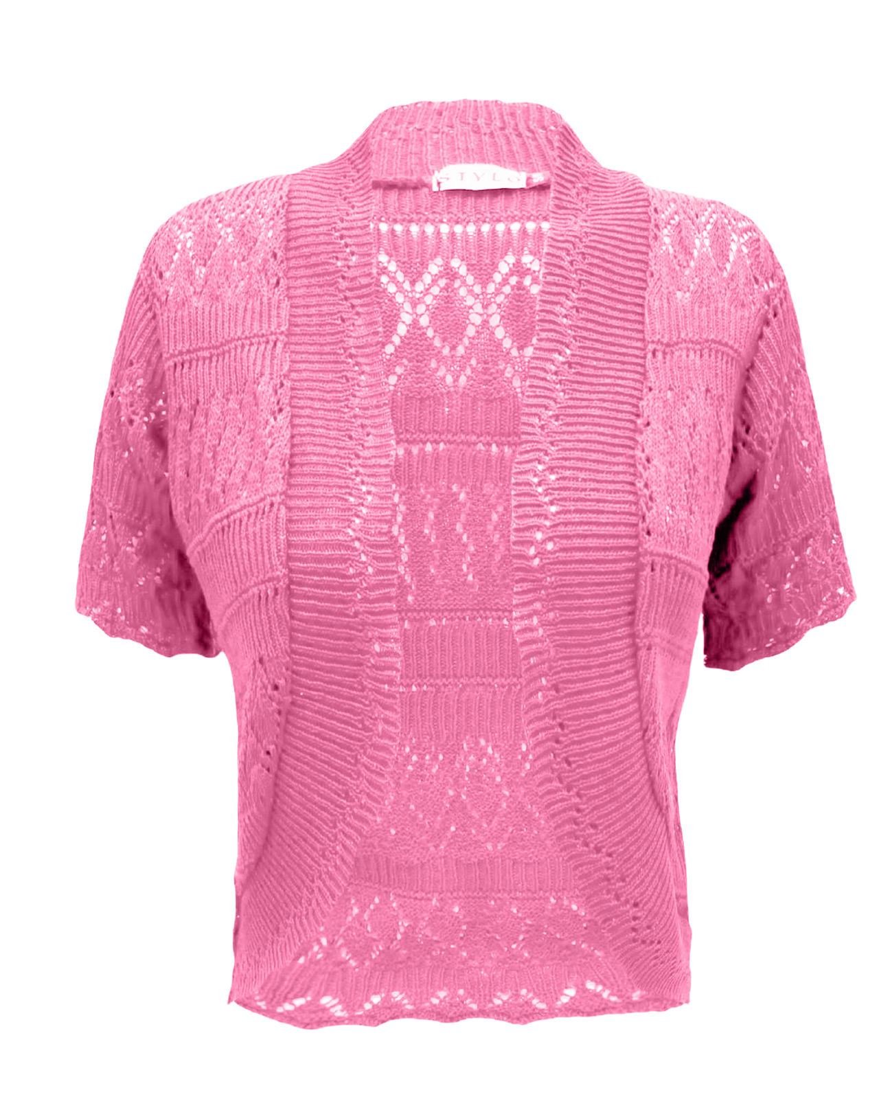 Top Vendor Women's Pink New Crochet Knitted Bolero Shrug Cardigan Cropped Dress Top 8-30[,Ml]