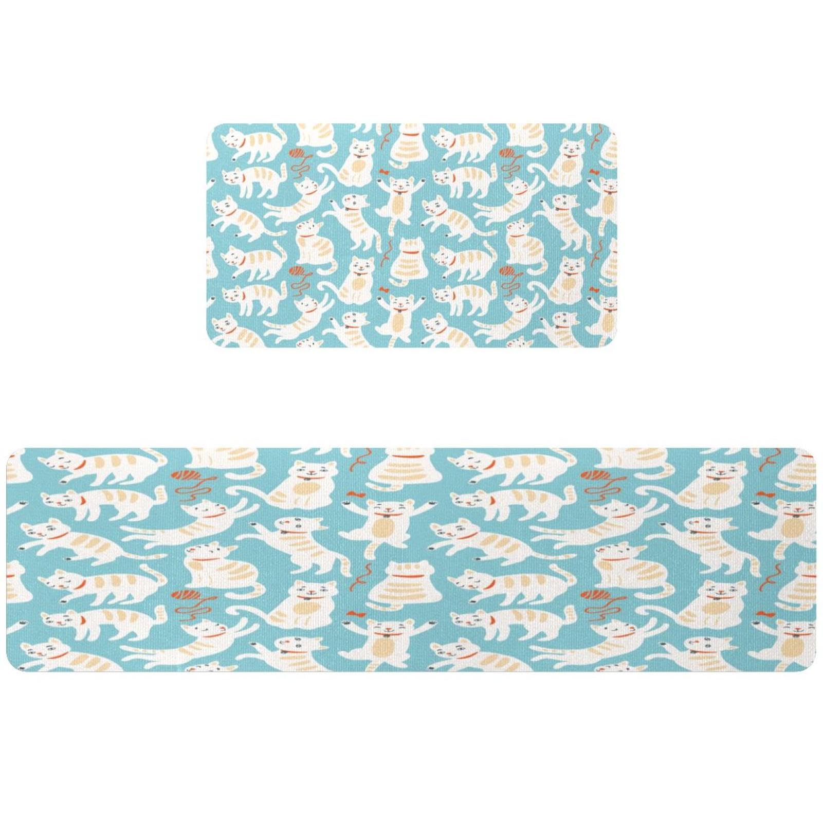 Tapis de cuisine chats joueurs antidérapants lot de 2 lavables