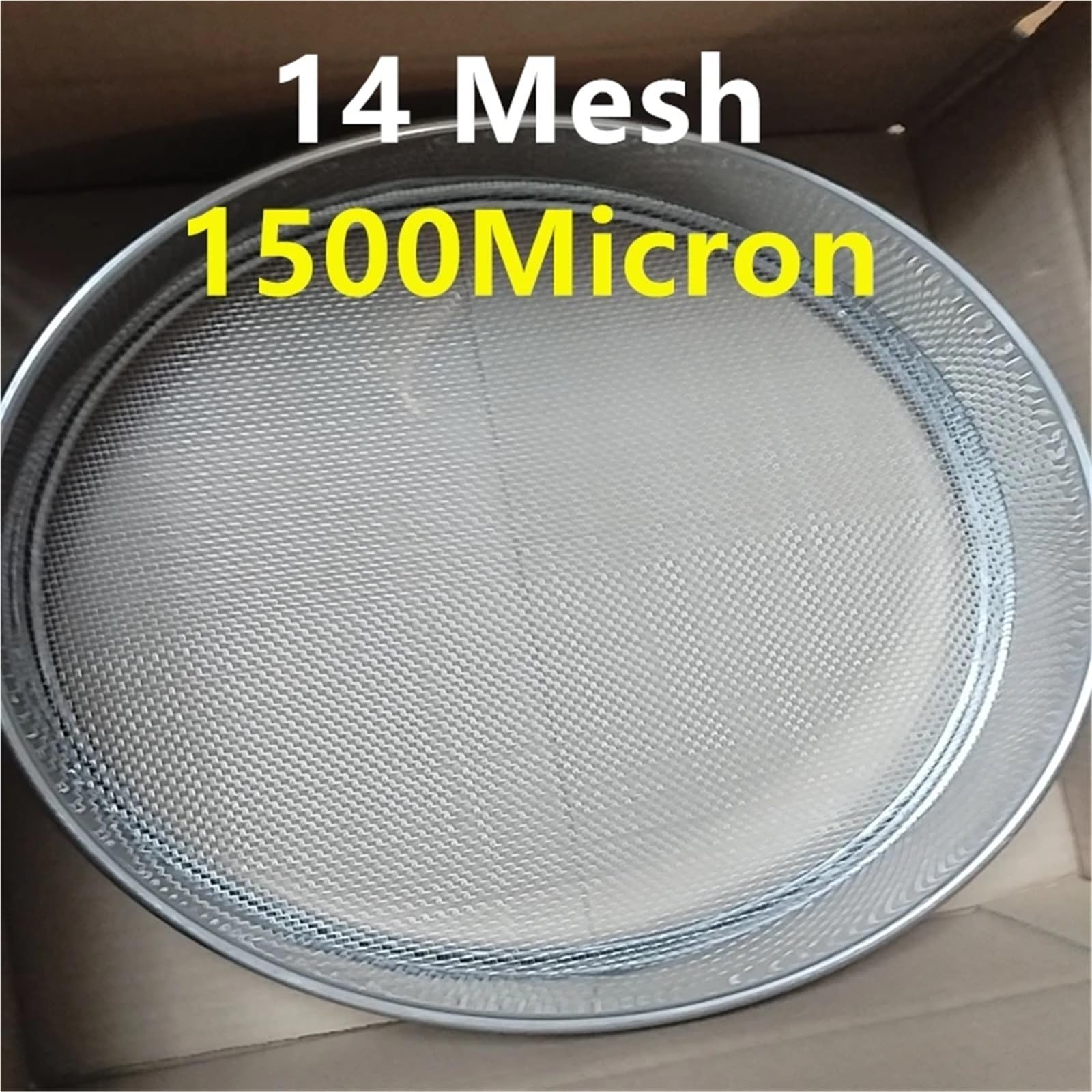 Tamiz de harina, 1 Unidad, 4-500 m, Redondo, Acero Inoxidable, for Laboratorio, con Apertura estándar, for Cocina, Filtro en Polvo, for Suelo(14 Mesh 1500micron,20cm Diameter)