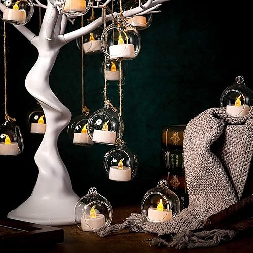 Miniatura 4 de Vela colgante Hoder con globos de vidrio, terrario, 2.36 pulgadas, plantas de aire, portavelas para bodas (12 unidades, 2.36 pulgadas de diámetro)