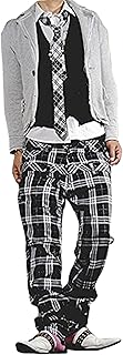サルエルパンツ メンズ チェック サスペンダー付 Wウエスト 2020