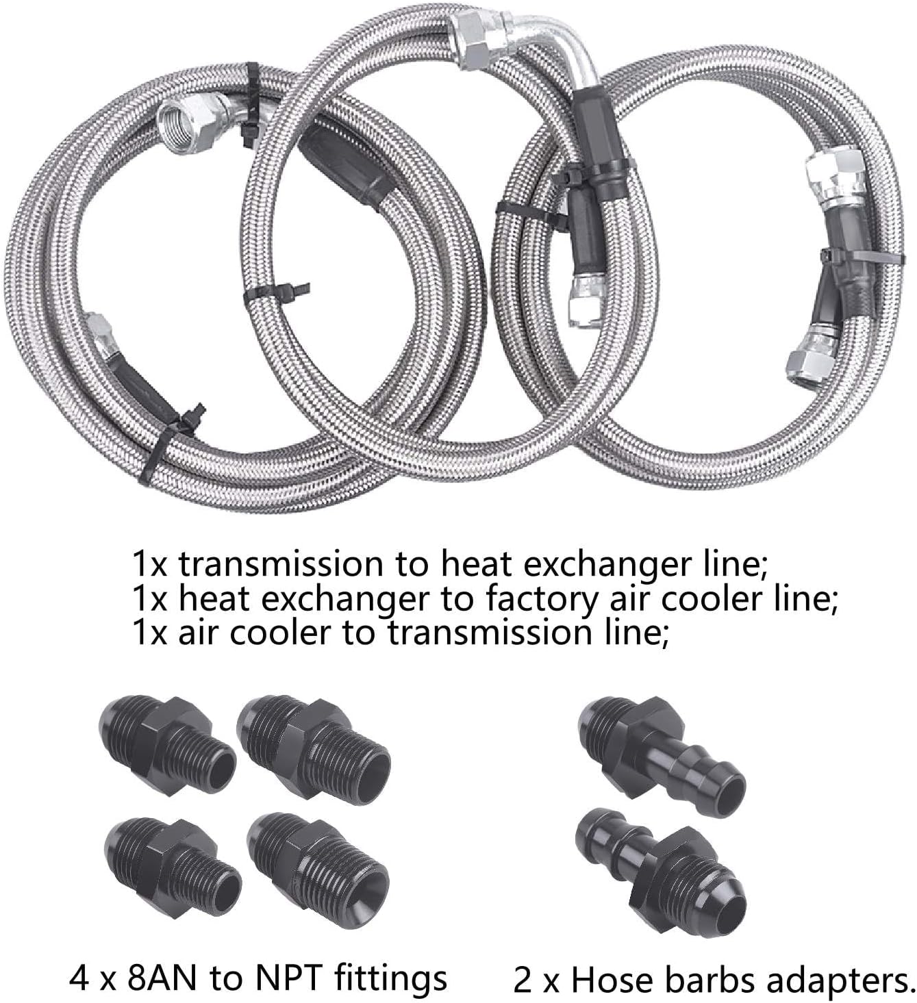 47RE Transmission Cooler Lines Kit Heavy Duty Hose Compatible with Dodge Ram 2500 3500 5.9L with 47RE 1996 1997 1998 1999 2000 2001 2002