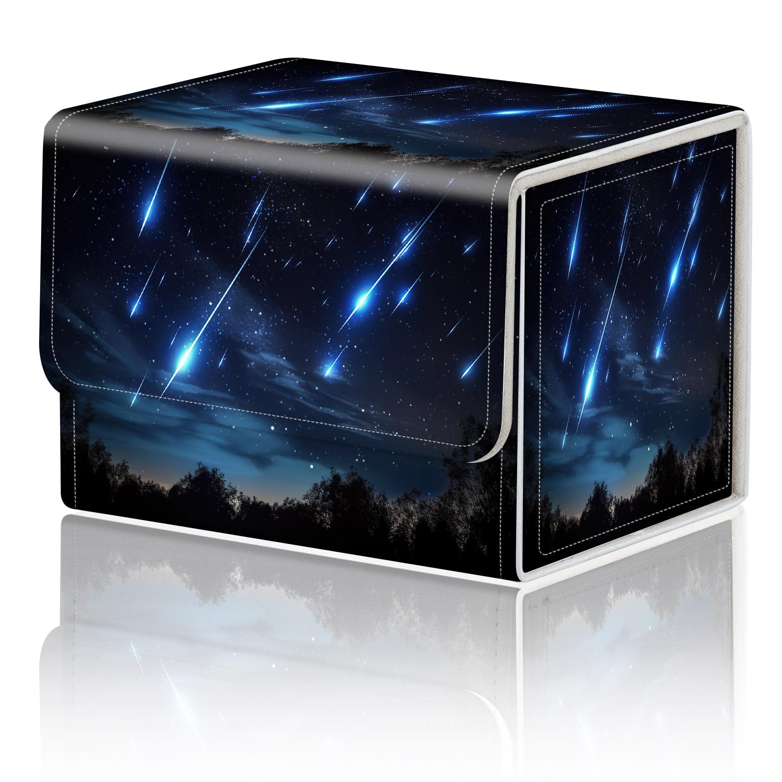 Card Game Storage Box TCG Deck Box MTG Card Box Organizer Trading Card Case Commander Deck Box TCG Card Storage Box Magnetic Closure Creative Pattern Up to 200 Cards, Blue Sky Meteor Streaks — image 1