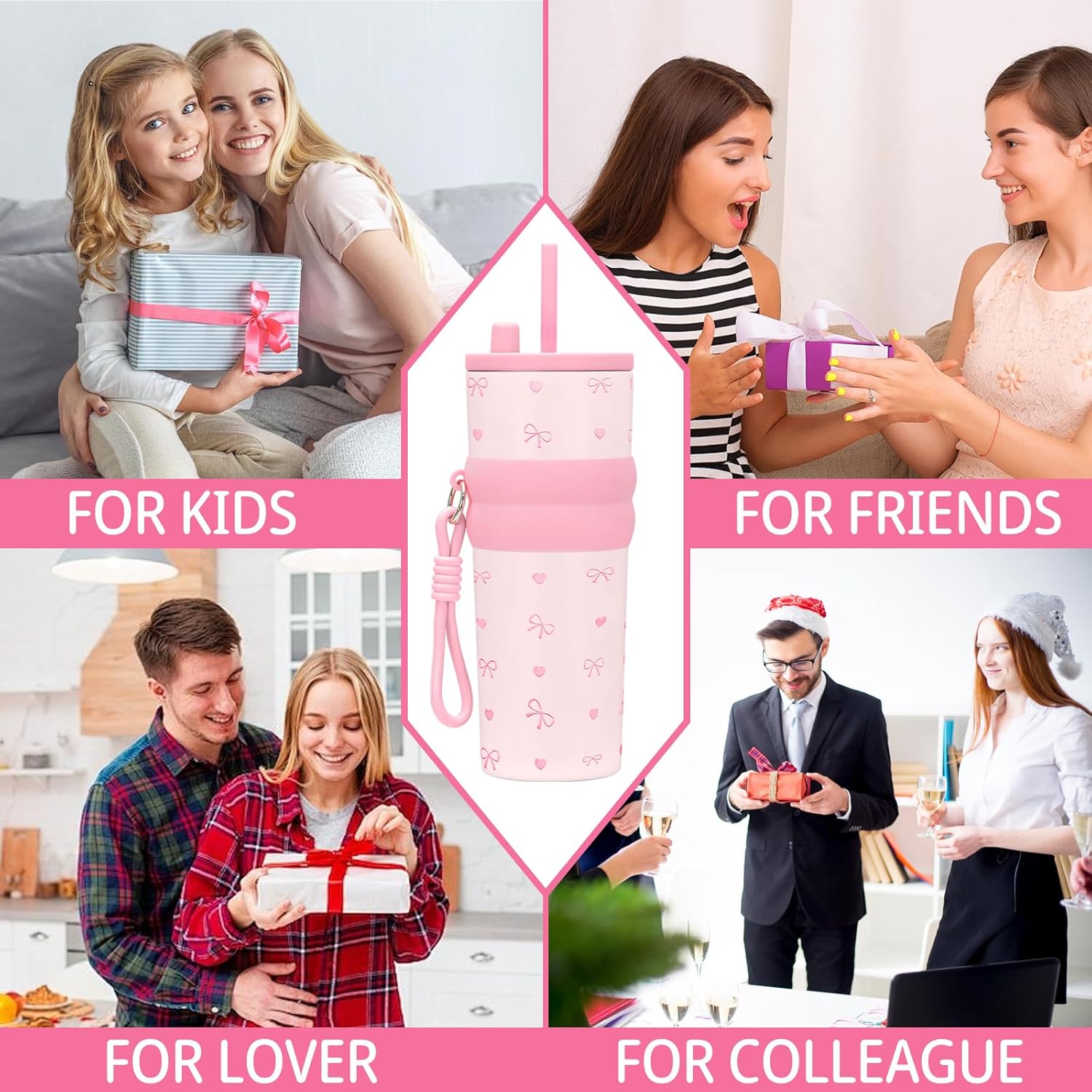 24oz Insulated Tumbler with Straw,Stainless Steel Travel Mug,Double-Walled Vacuum Water Bottle,Bow Coffee Mug,Keep Drinks Hot and Cold,BPA-Free,Gifts for Mom Sister Aunt - Image 7