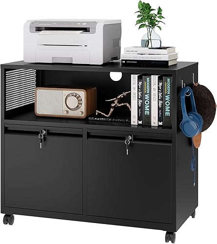 Miniatura 26 de Archivador lateral,Archivador de 4 cajones con cerradura,Archivadores laterales de oficina para tamaño legal/carta A4,Requiere montaje, negro