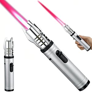 Torch Lighter Refillable Butane Windproof Jet Lighter with Safety Lock Adjustable Flame for Cooking Camping BBQ Baking Kitchen
