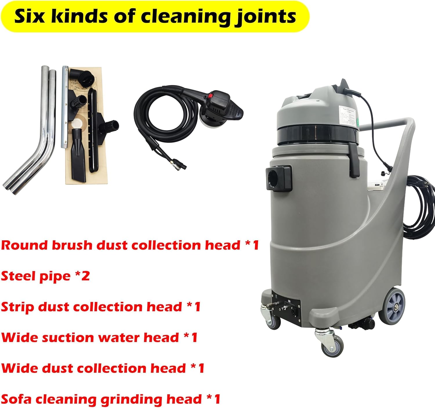 Carpet Extractor Machine 7.9gal Wet Dry Vacuum Cleaner with 3-in-1 Spray/Wash/Dry With Grinding Head for Home Commercial Use 110V 1000W