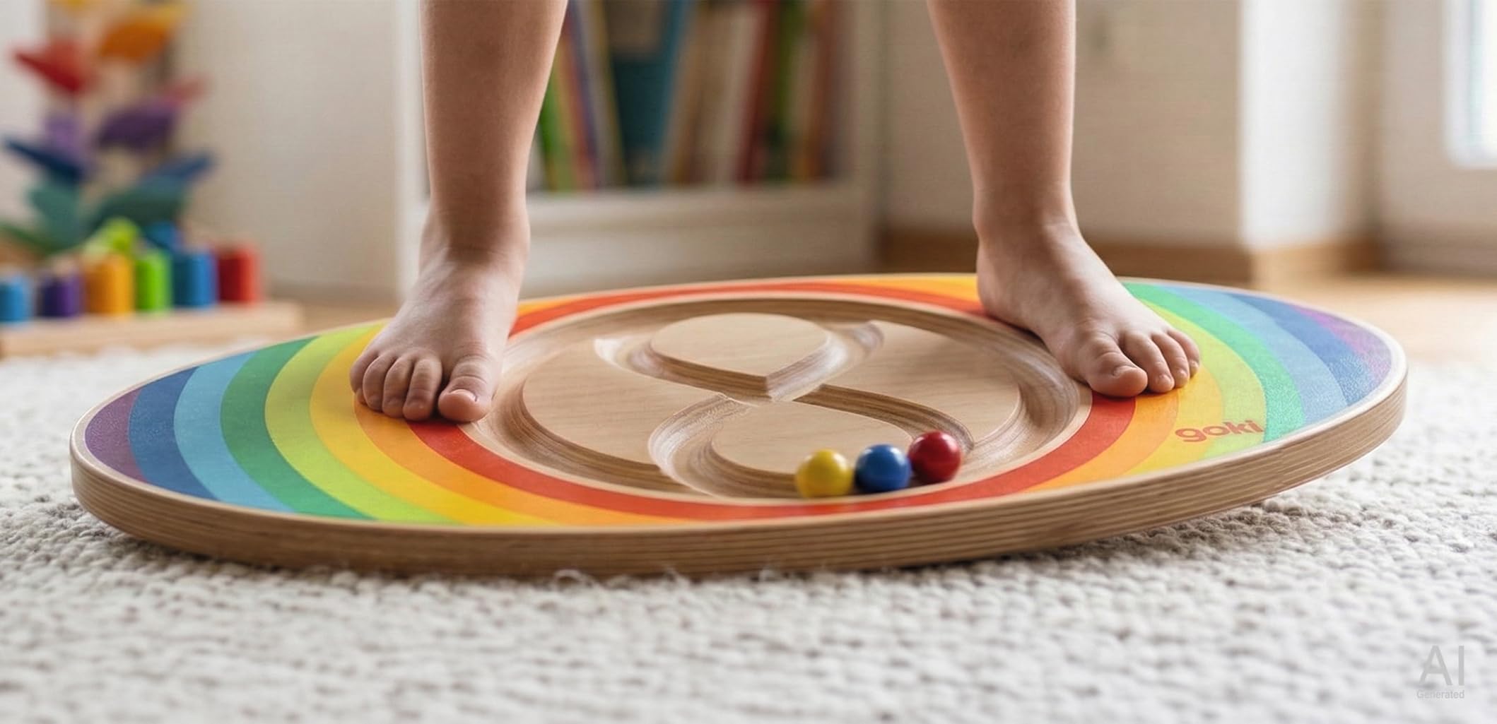 Balance Board Labirinto: 55,5 x 29 x 4 cm, Holz, mit 3 Murmeln, per Stück