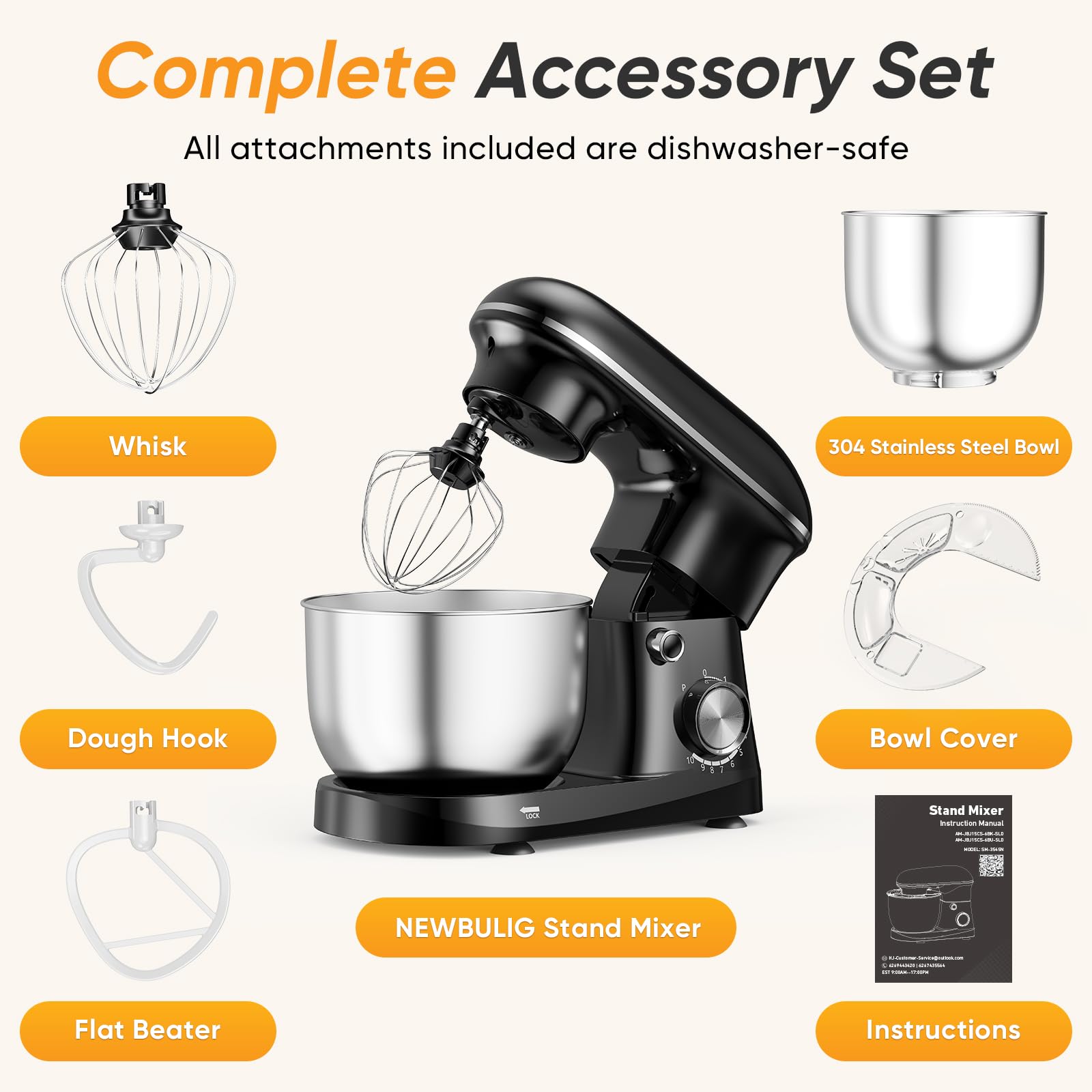 NEWBULIG Stand Mixer 4.2QT, Kitchen Electric Mixers Alternative view 2