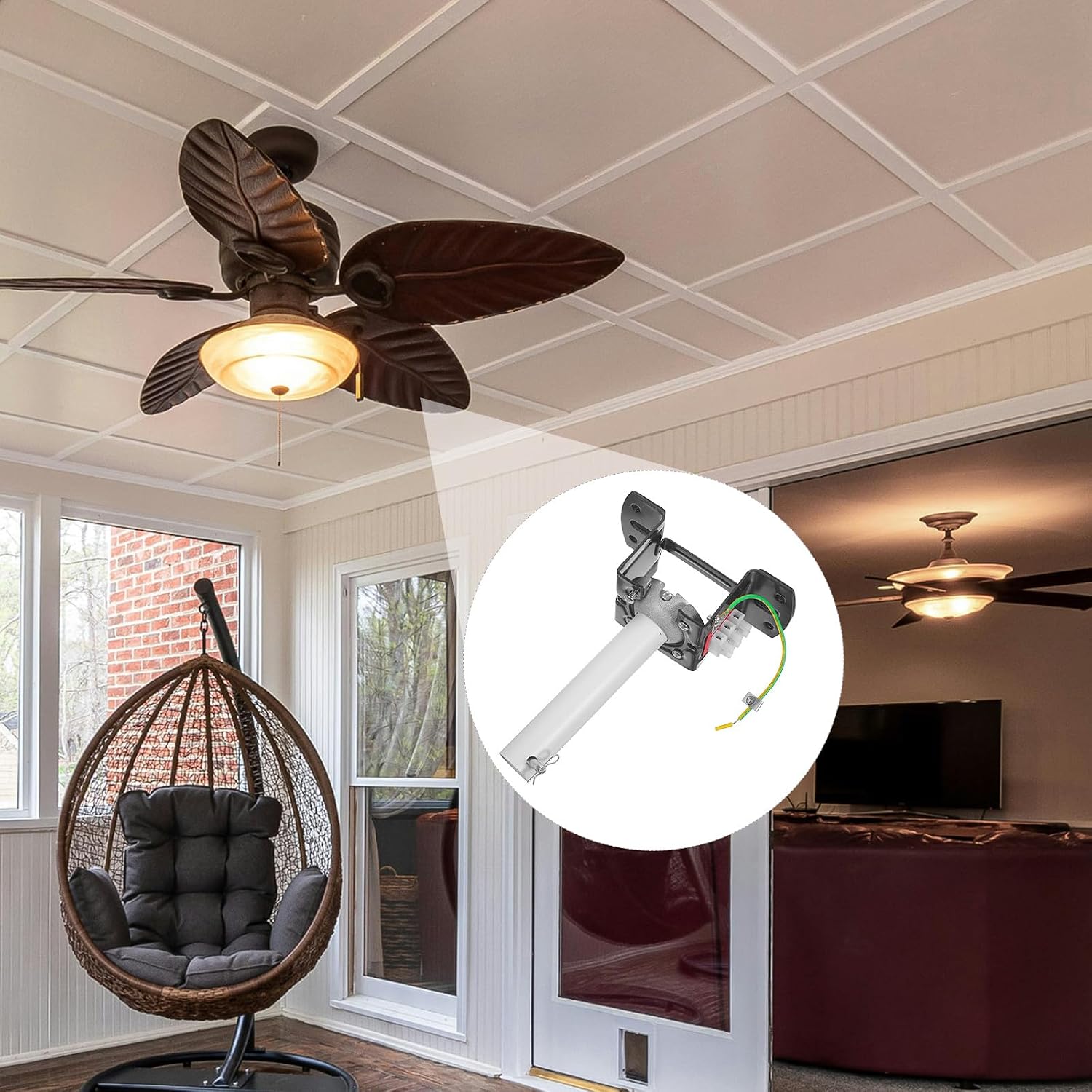 KICHOUSE 1 Set Ceiling Fan Mounting Bracket - Ceiling Fan Base Adapter and Extension Rod - Lamp Support for Living Room Or Bedroom Light Fixtures - Light Mounting Hardware