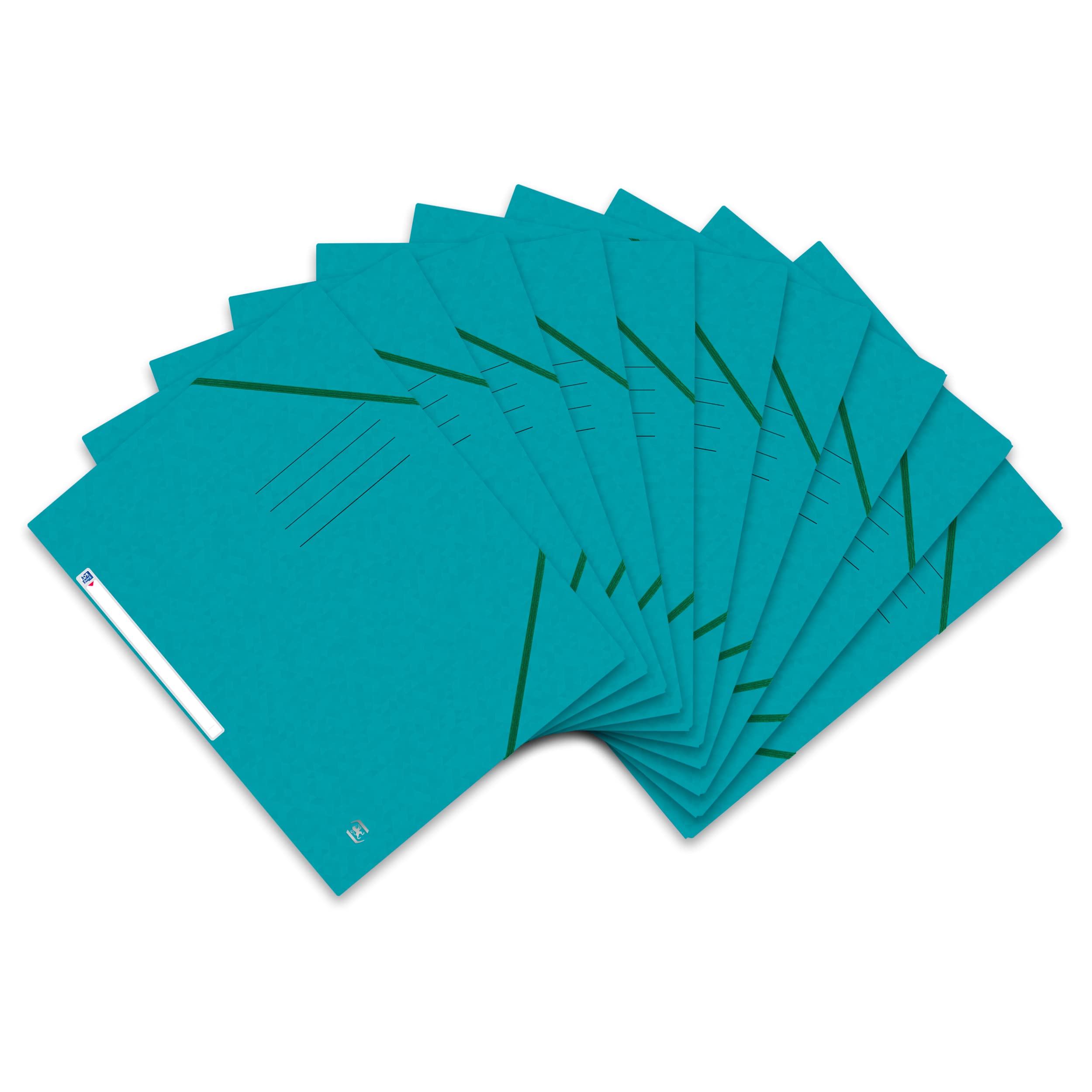 Oxford Top File + 400116326 Folder with Elasticated Corners A4 Extra Strong Cardboard Aqua Blue Pack of 10