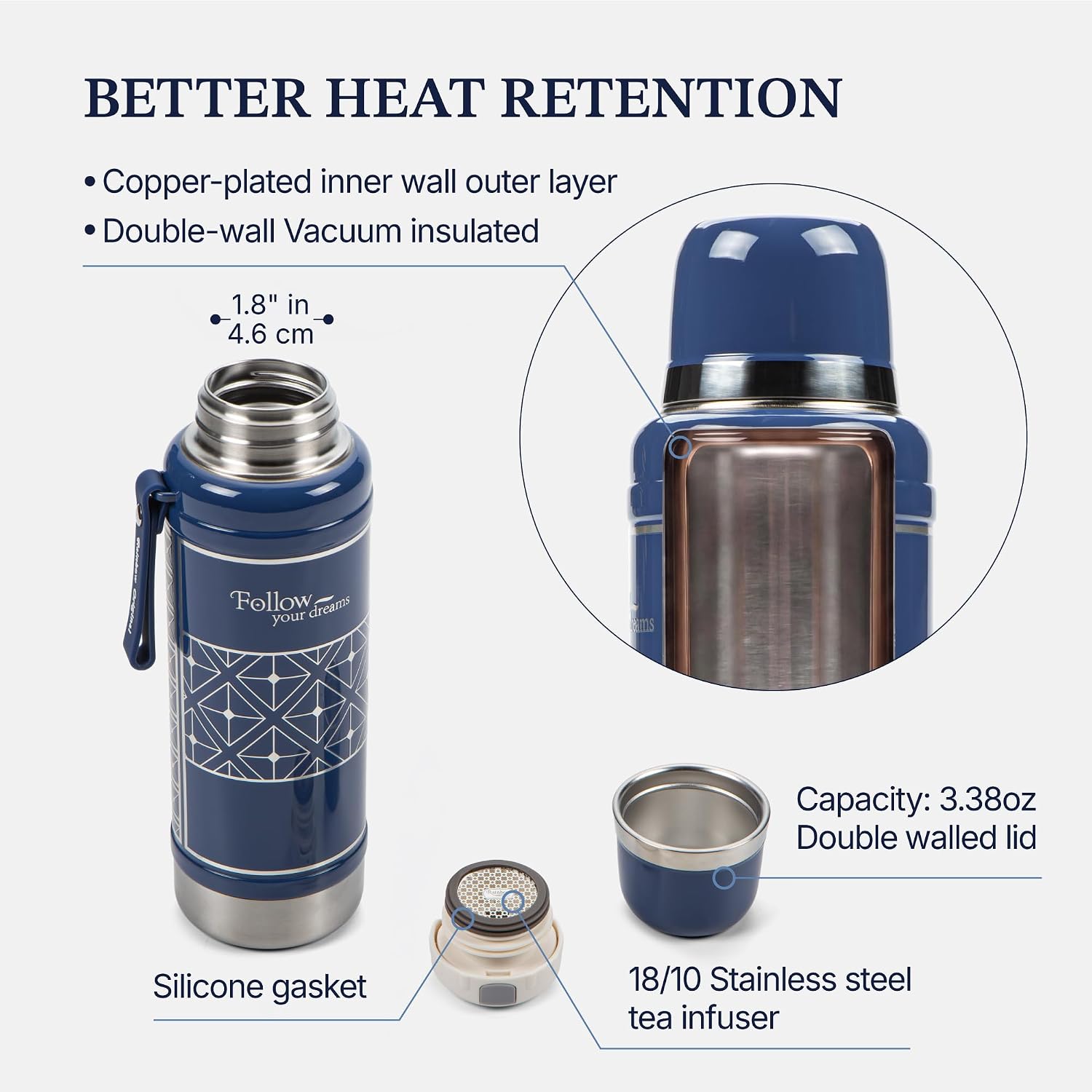Rainbow Original 33 oz Travel Tumbler,Steel Water Bottle, Insulated Bottles, Ideal for Sports, Outdoors, Camping, Travel and Everyday Use (Mig-Blue)